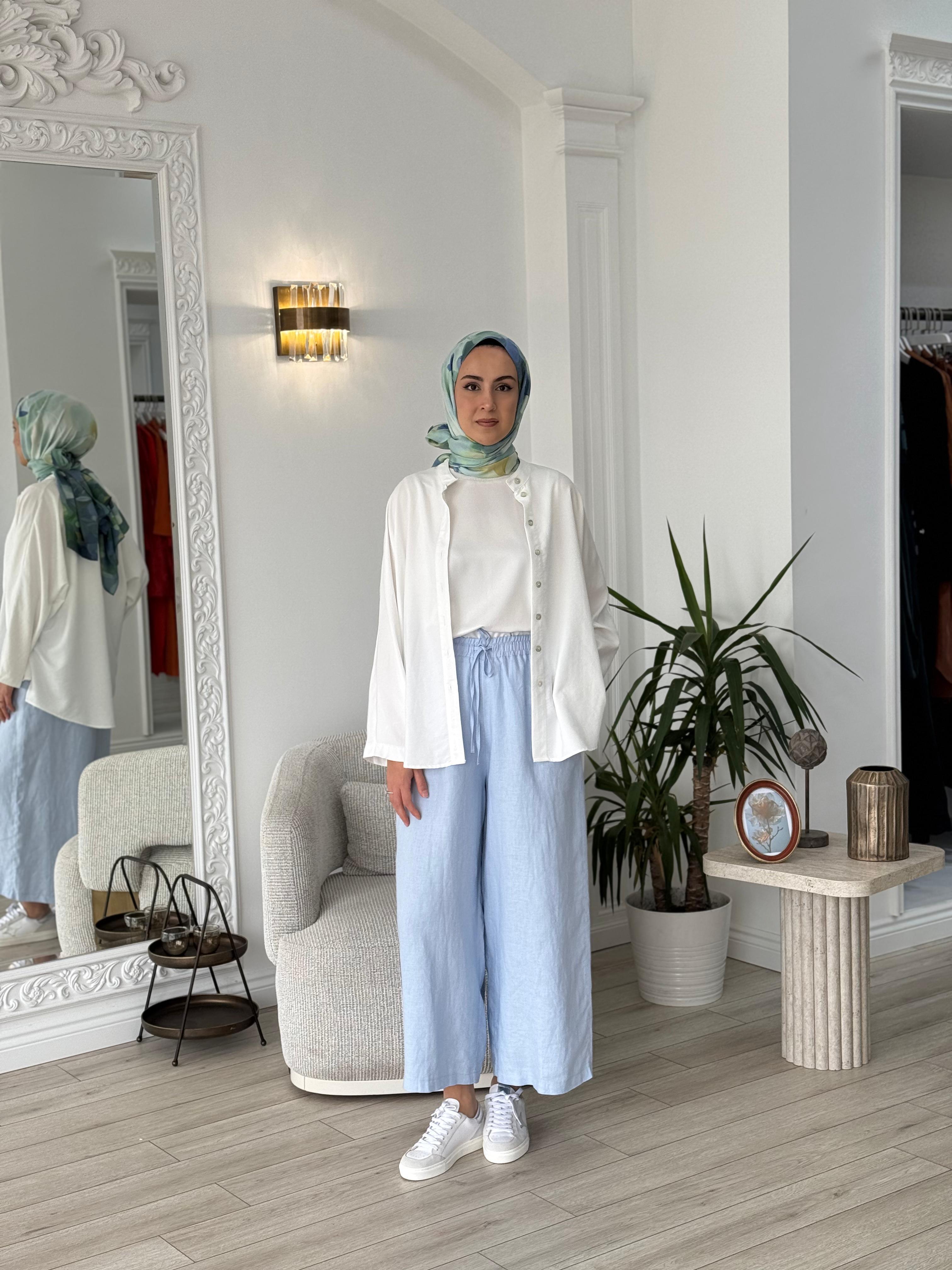 QOOQ Soffy Pantolon Buz Mavisi  25ss309