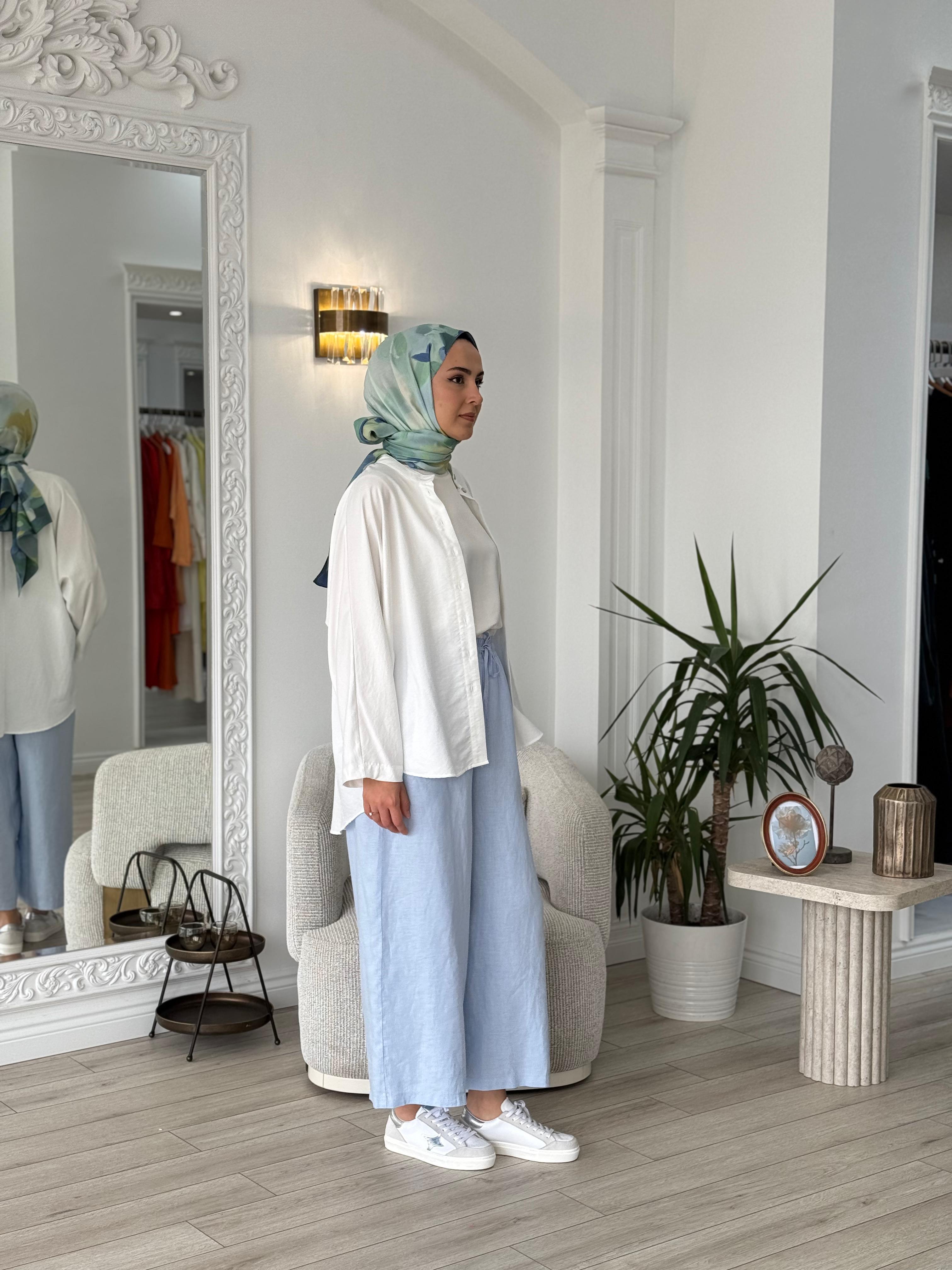 QOOQ Soffy Pantolon Buz Mavisi  25ss309