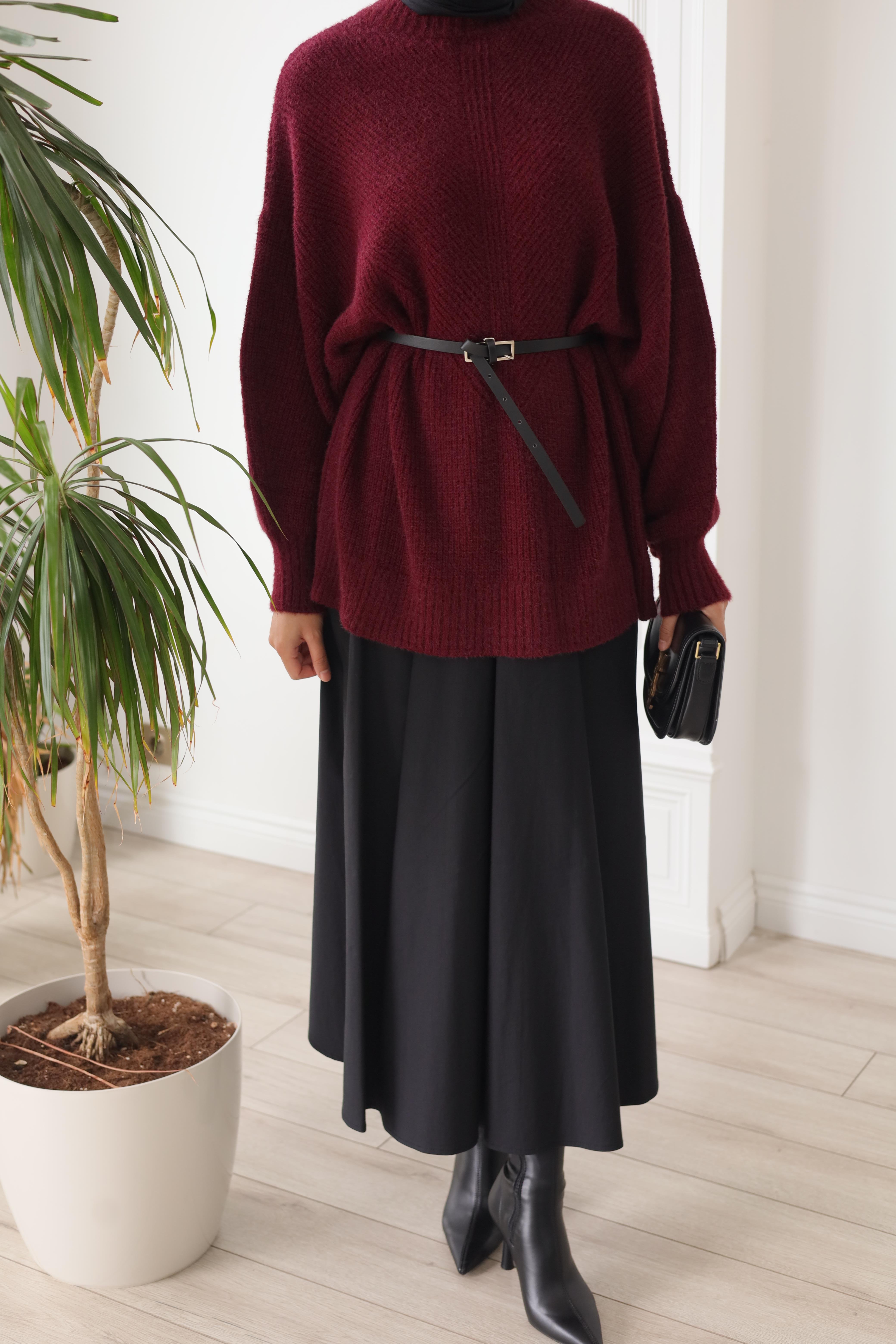 QOOQ Triko Kazak Bordo 26fw217