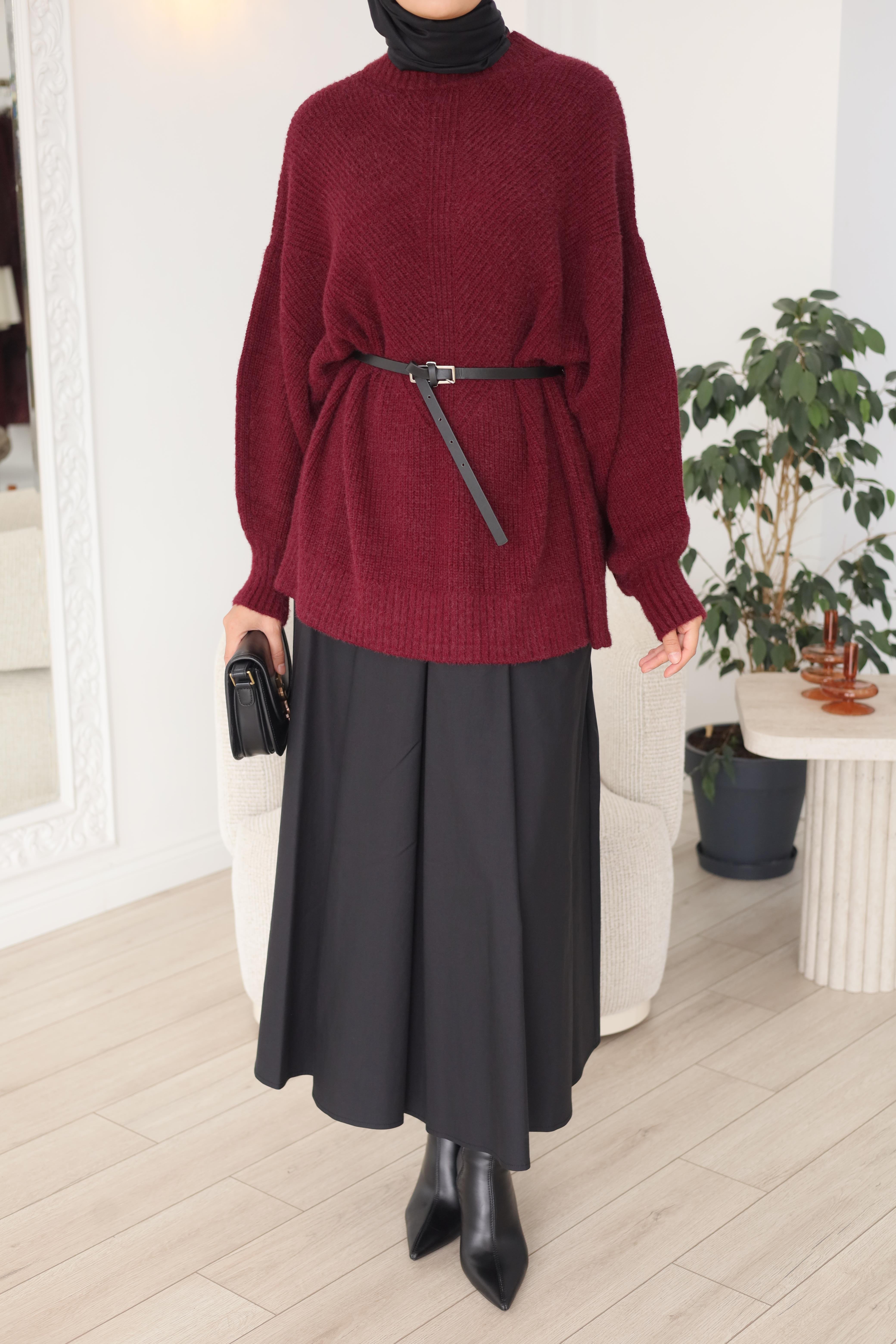QOOQ Triko Kazak Bordo 26fw217