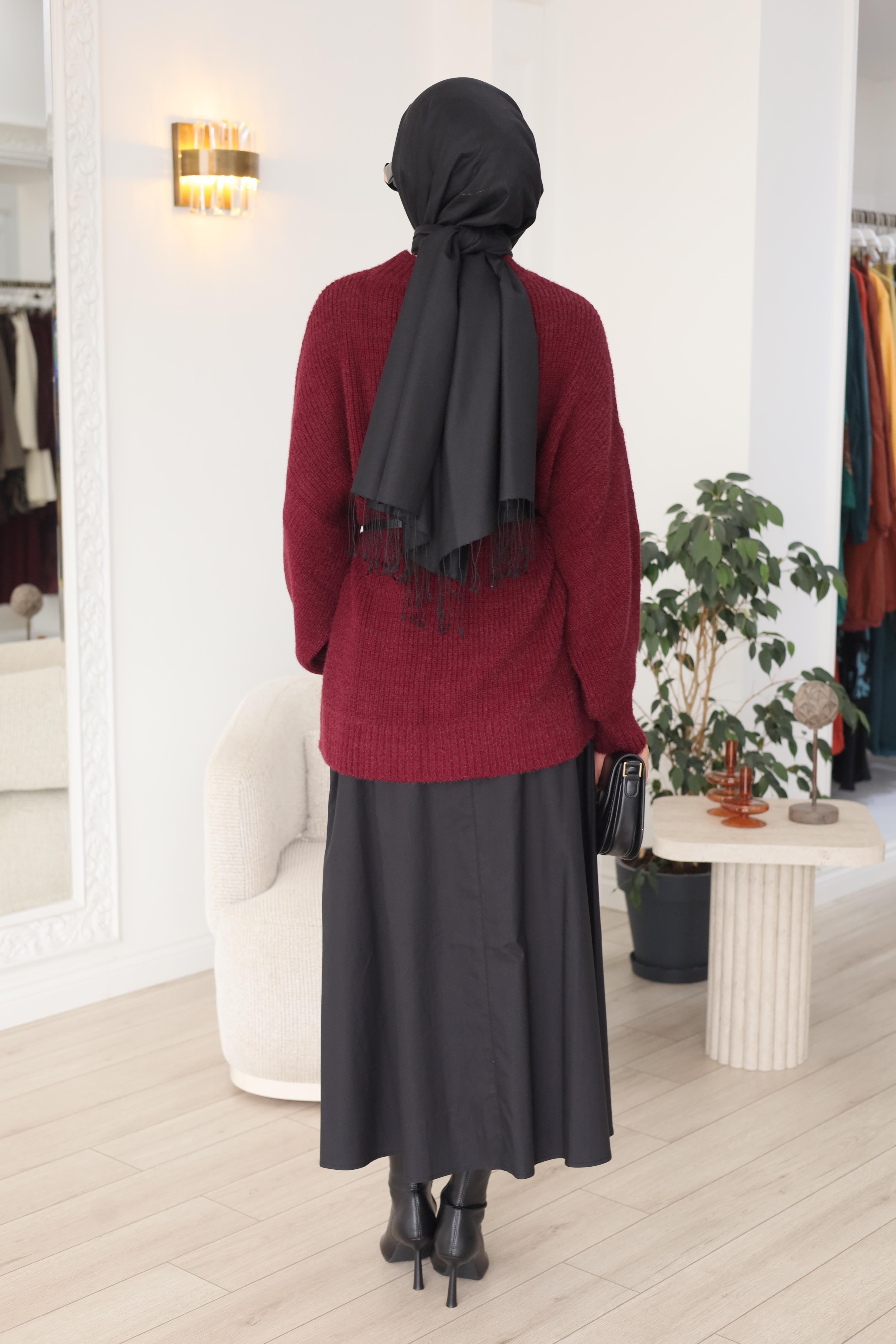 QOOQ Triko Kazak Bordo 26fw217