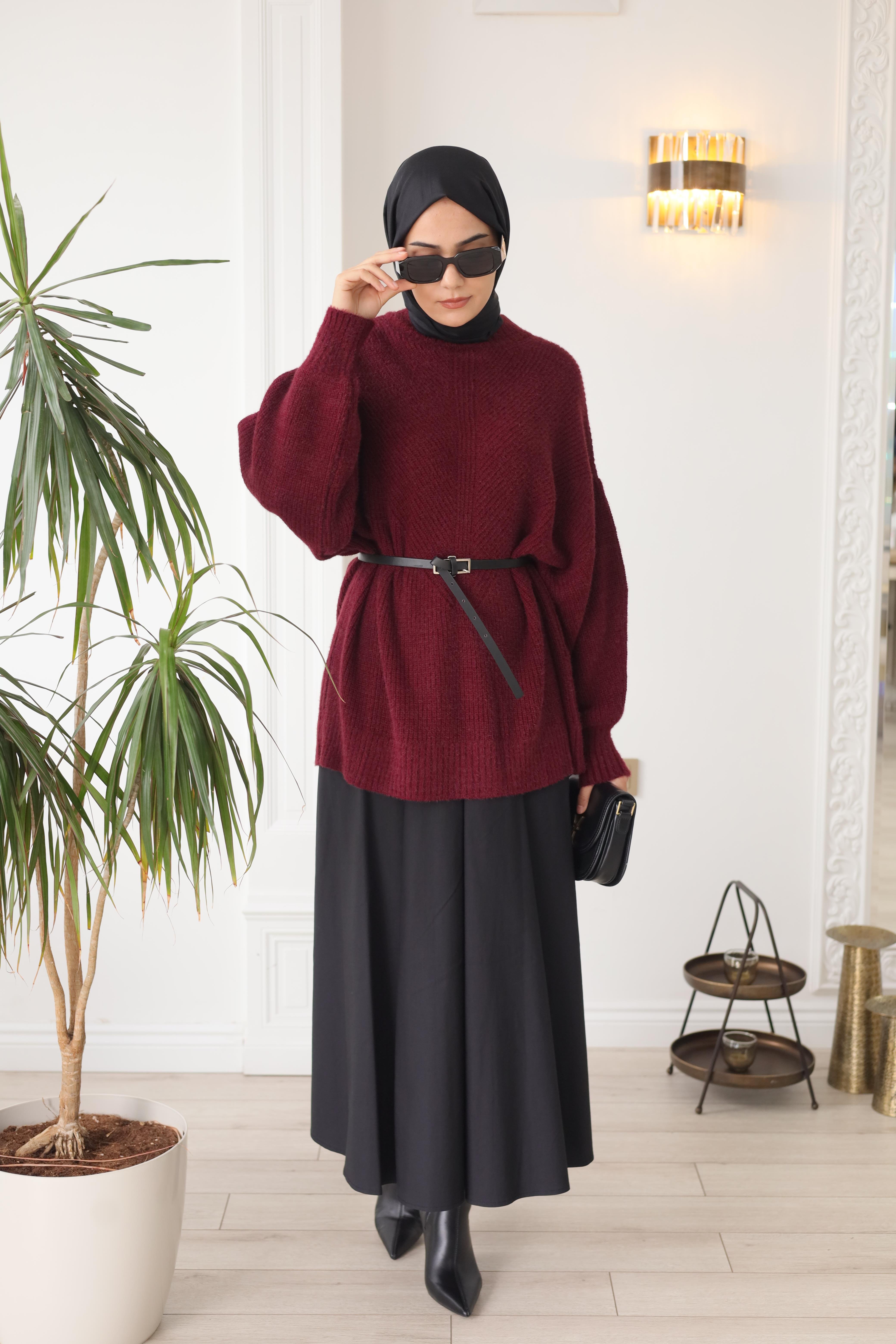 QOOQ Triko Kazak Bordo 26fw217