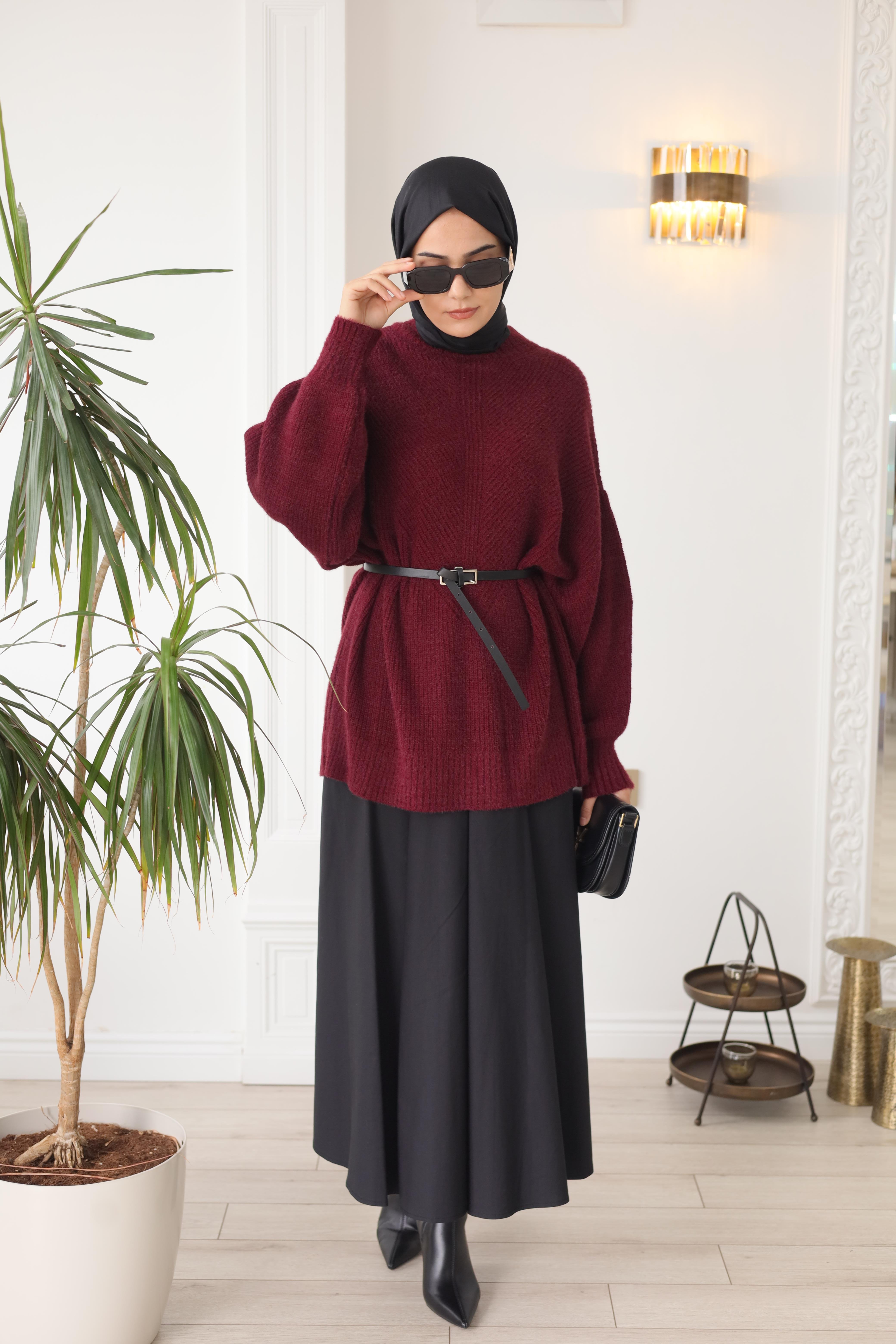QOOQ Triko Kazak Bordo 26fw217