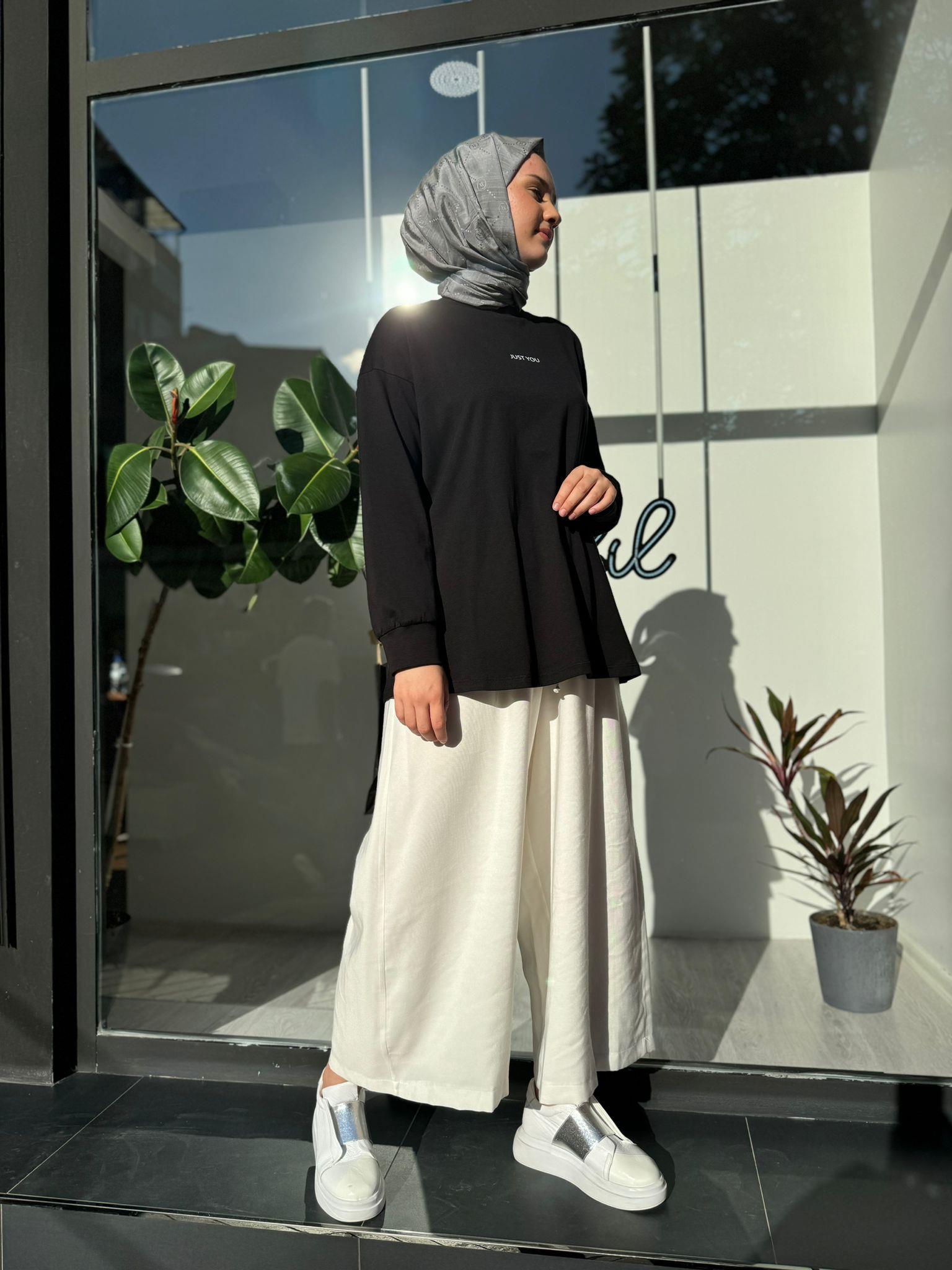 QOOQ Uzun Kol Just You Tunik Siyah 24ss246