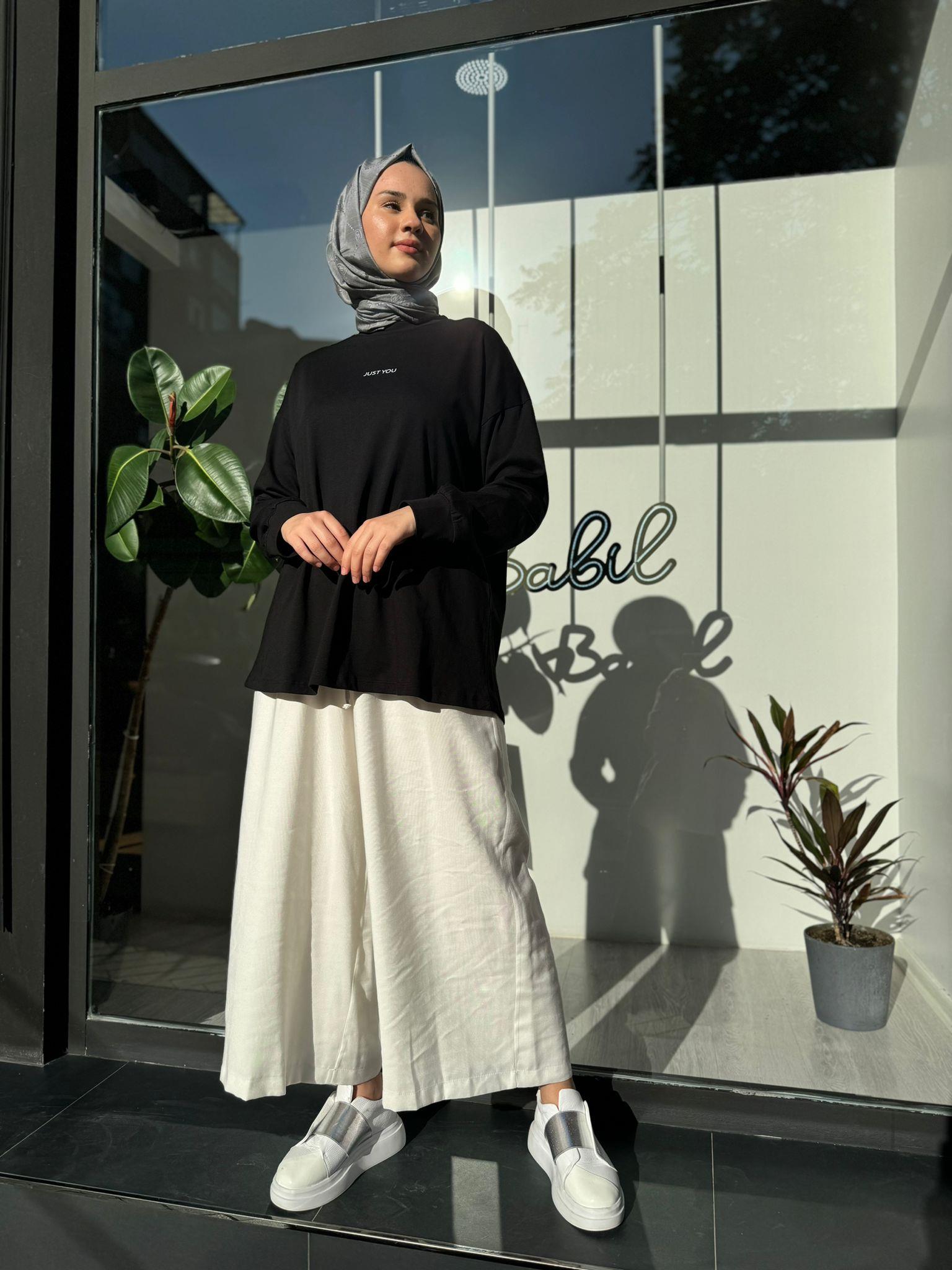 QOOQ Uzun Kol Just You Tunik Siyah 24ss246