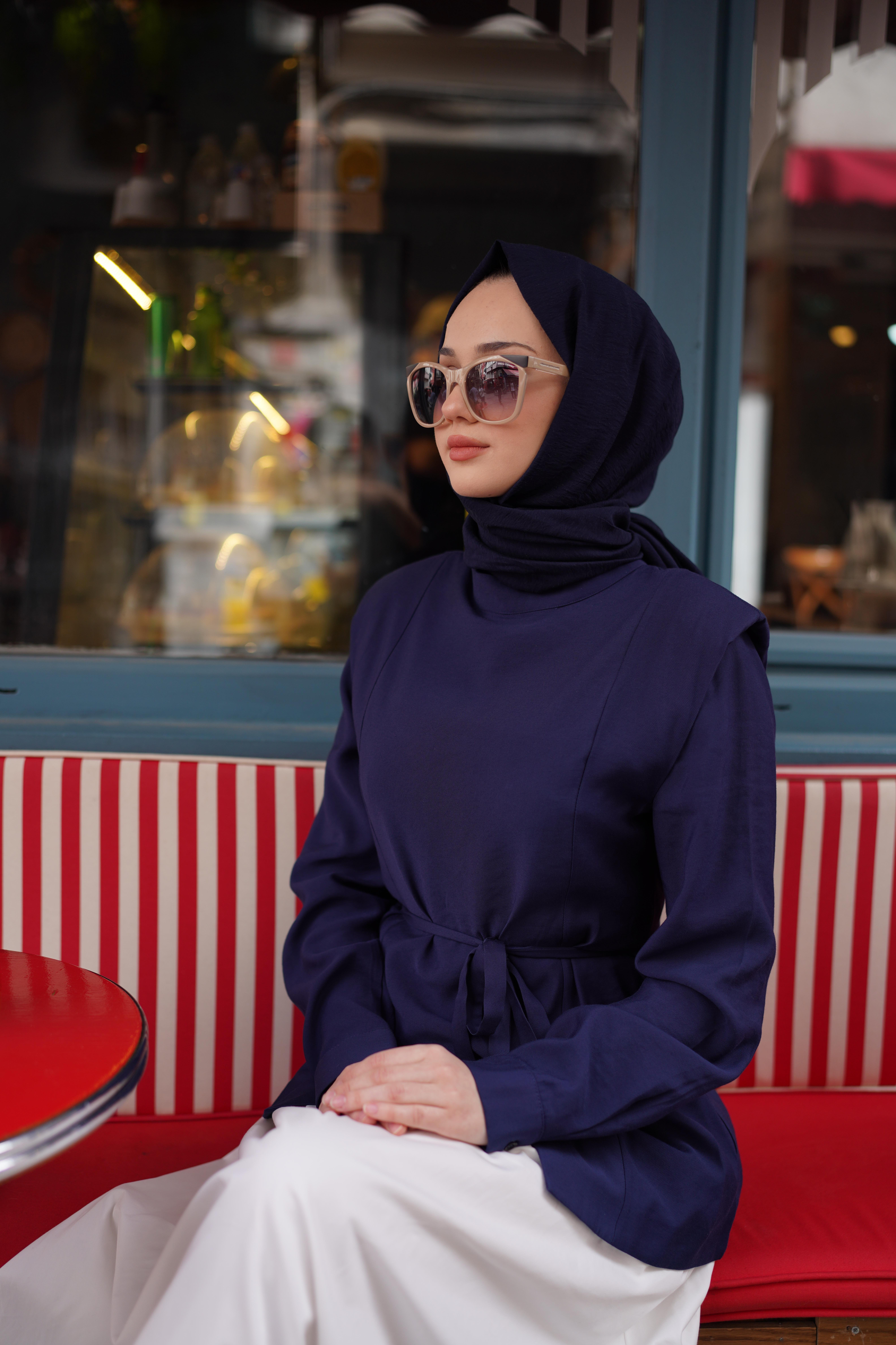 QOOQ Vatka Bluz Lacivert 24ss247