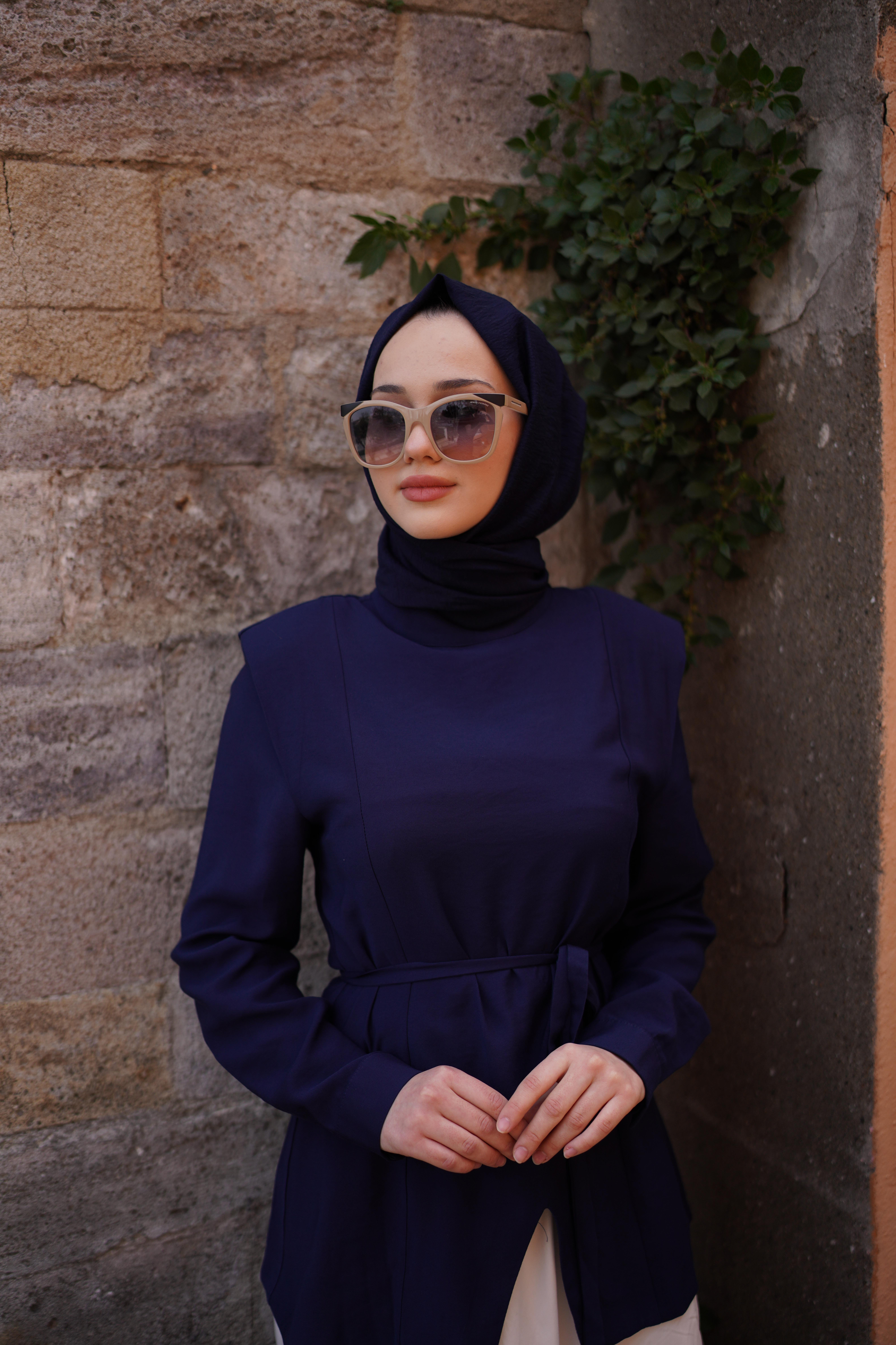 QOOQ Vatka Bluz Lacivert 24ss247