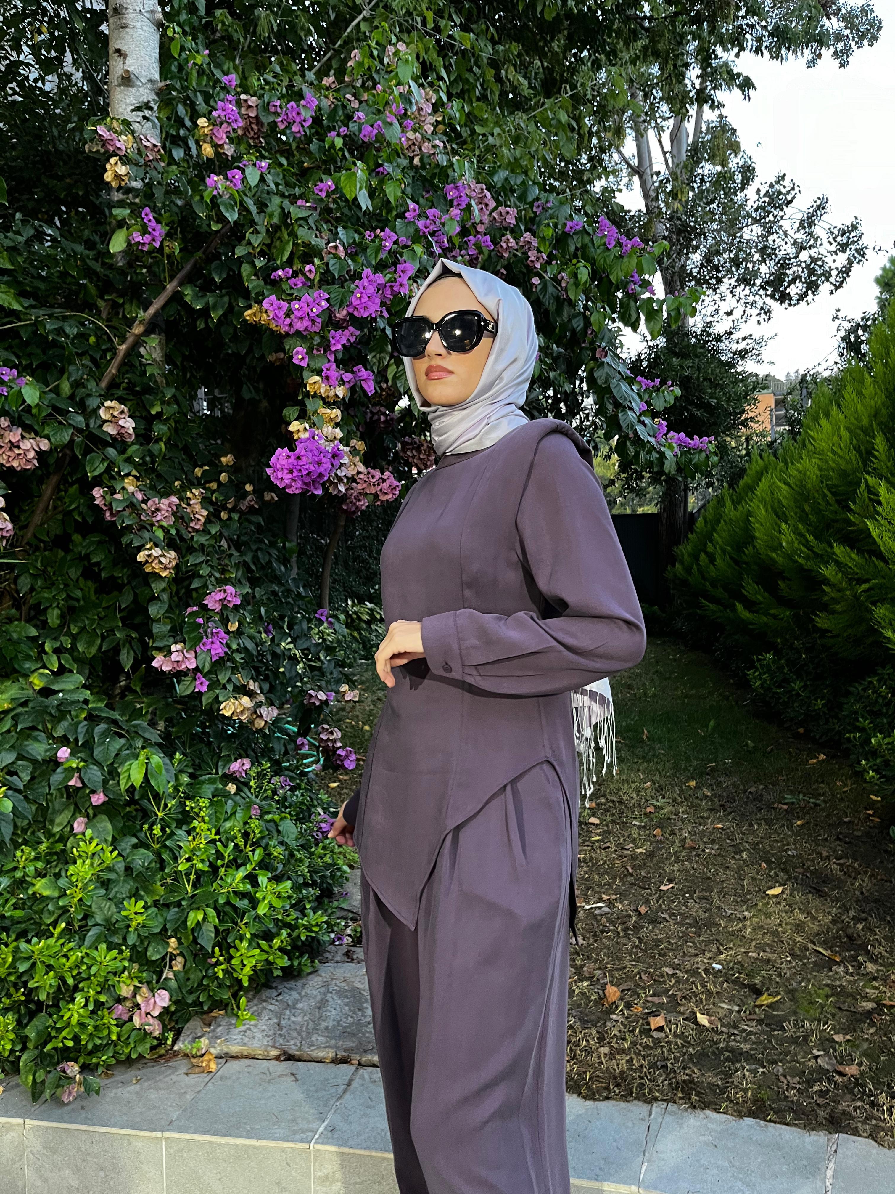 QOOQ Vatka Bluz Takım Mürdüm 25fw224