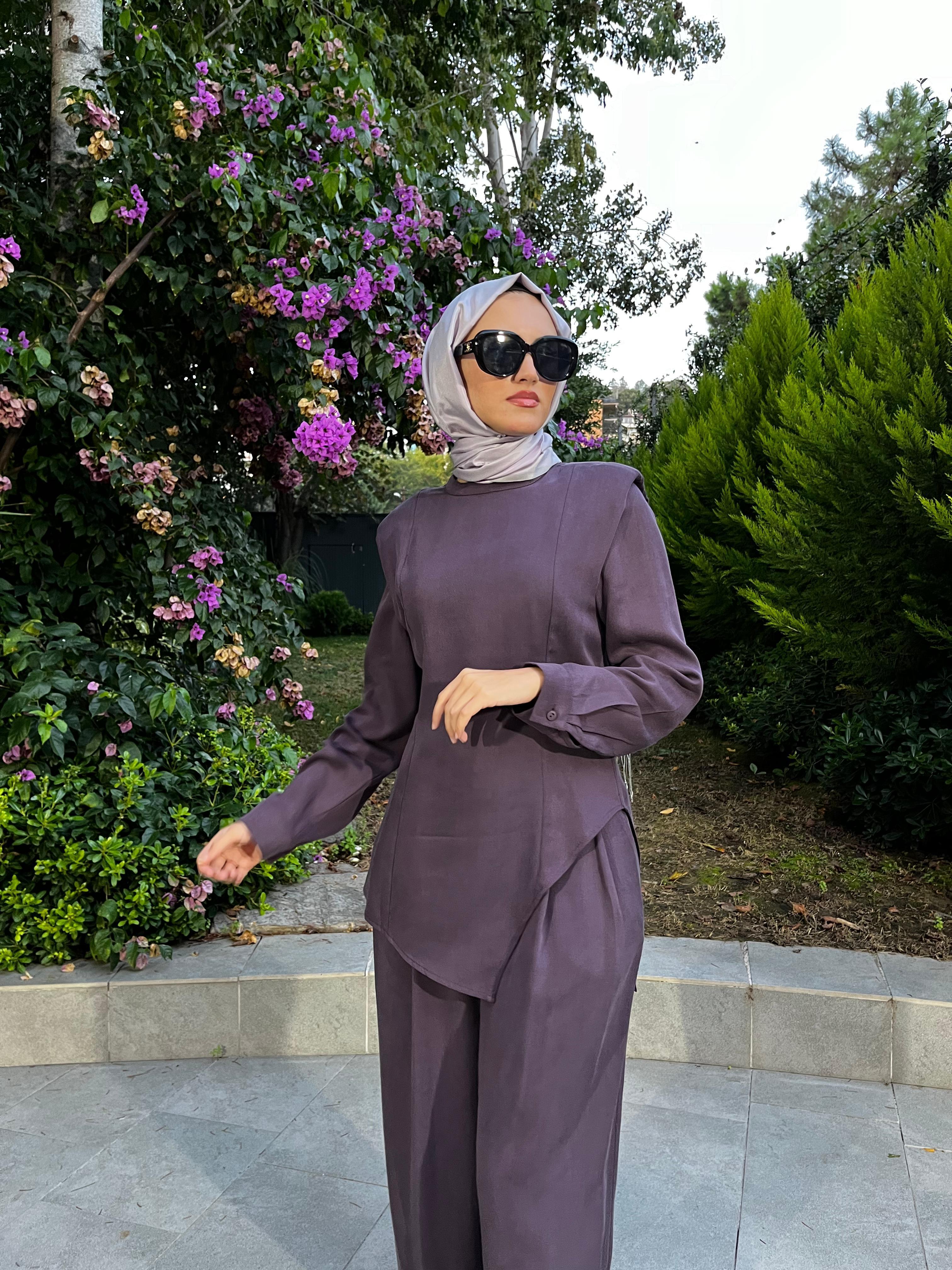 QOOQ Vatka Bluz Takım Mürdüm 25fw224