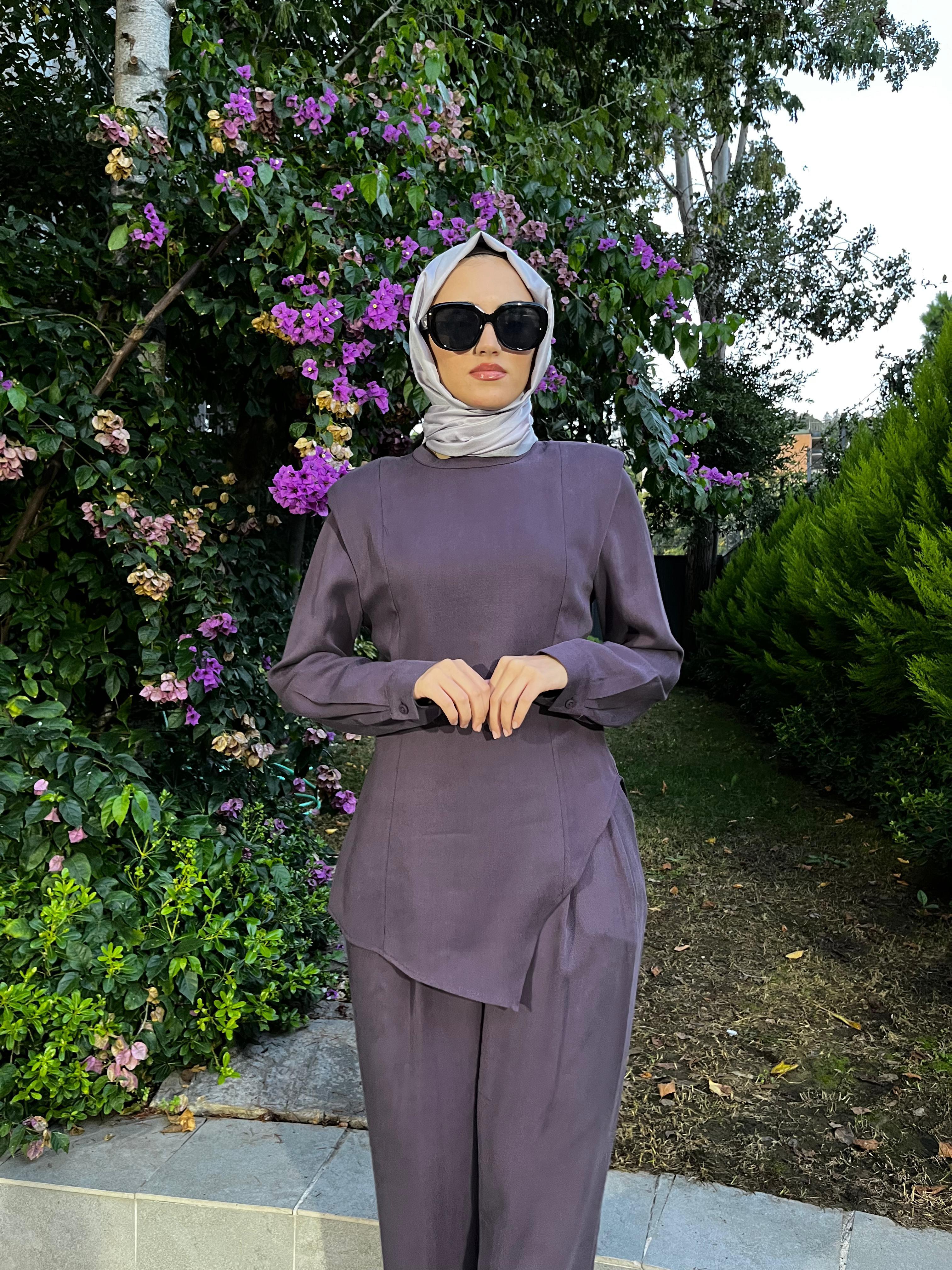 QOOQ Vatka Bluz Takım Mürdüm 25fw224