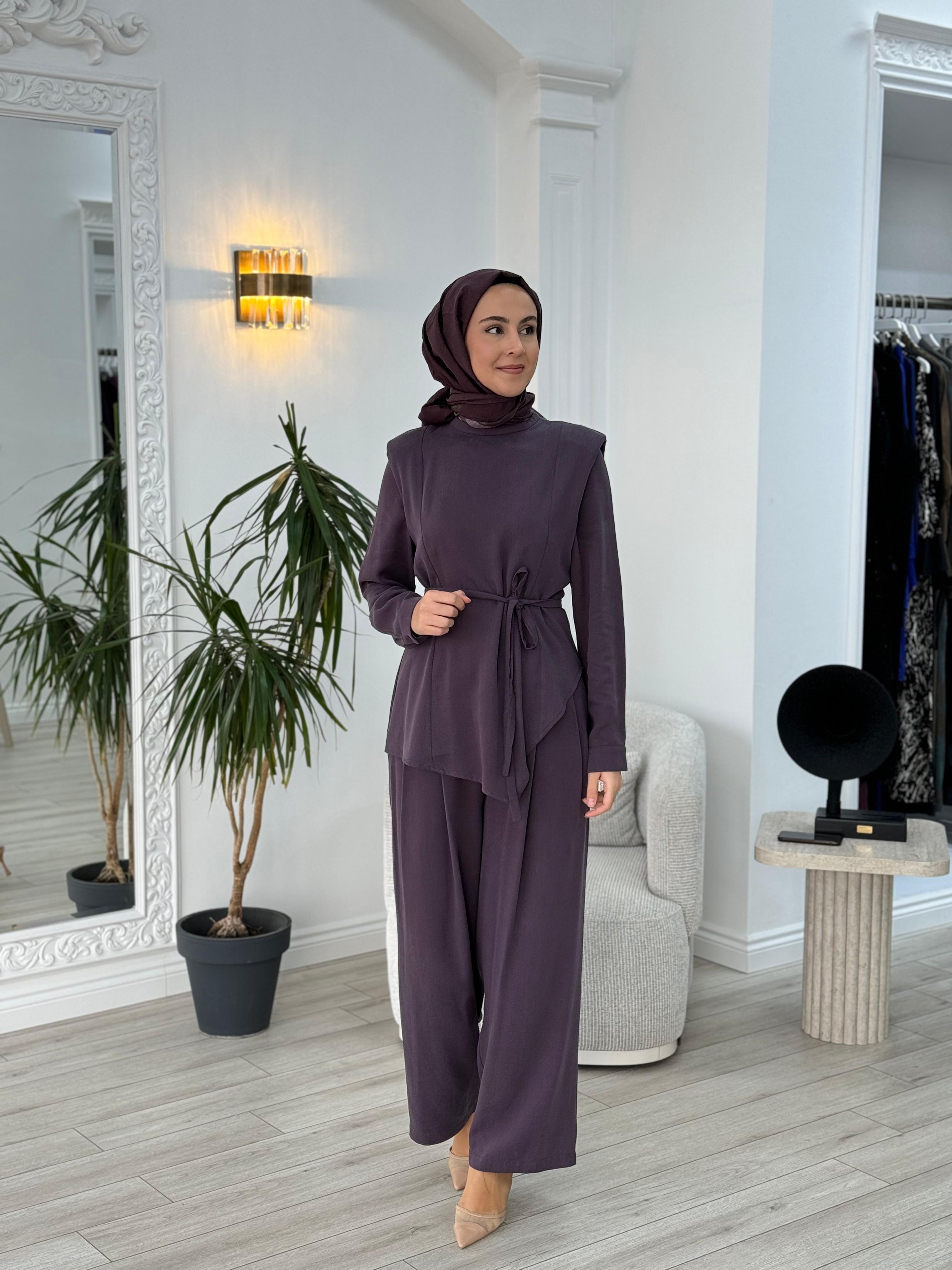 QOOQ Vatka Bluz Takım Mürdüm 25fw224