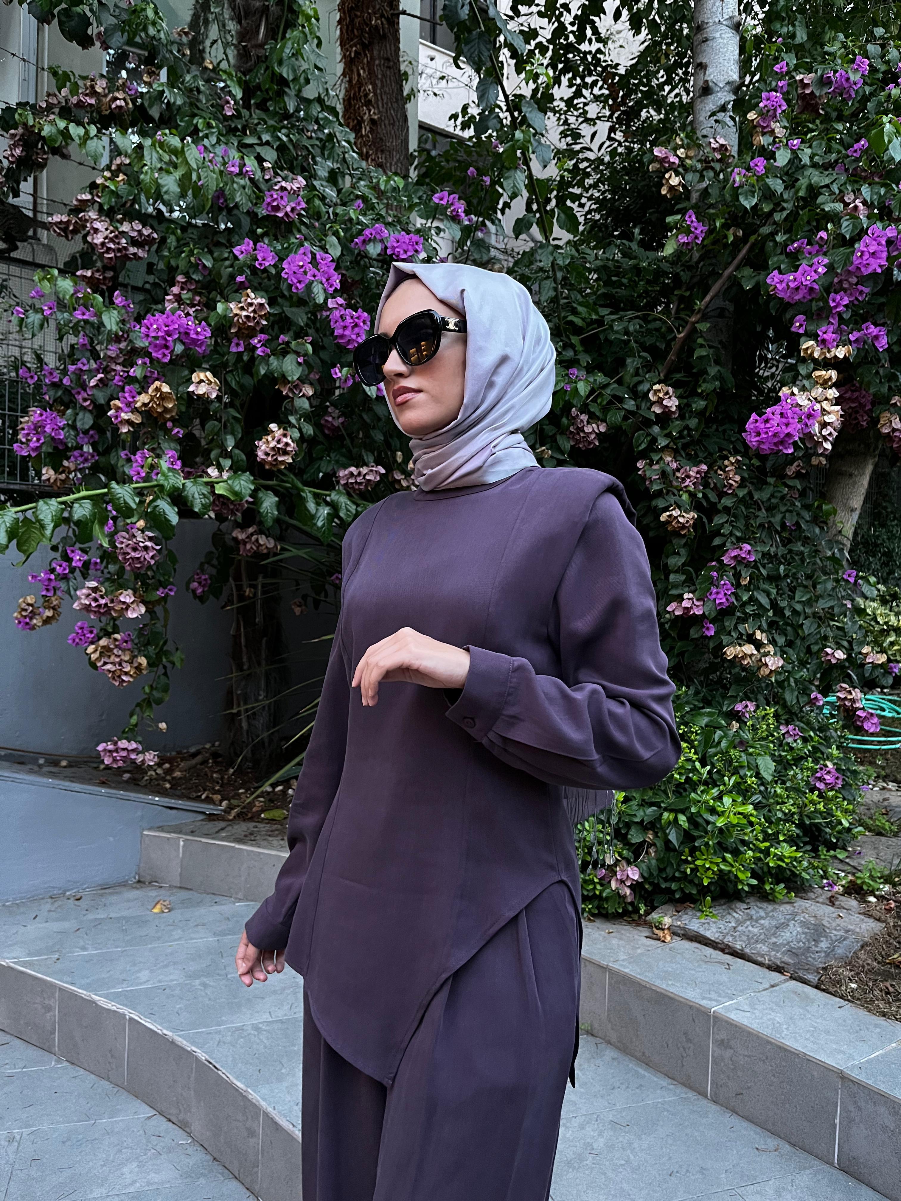 QOOQ Vatka Bluz Takım Mürdüm 25fw224
