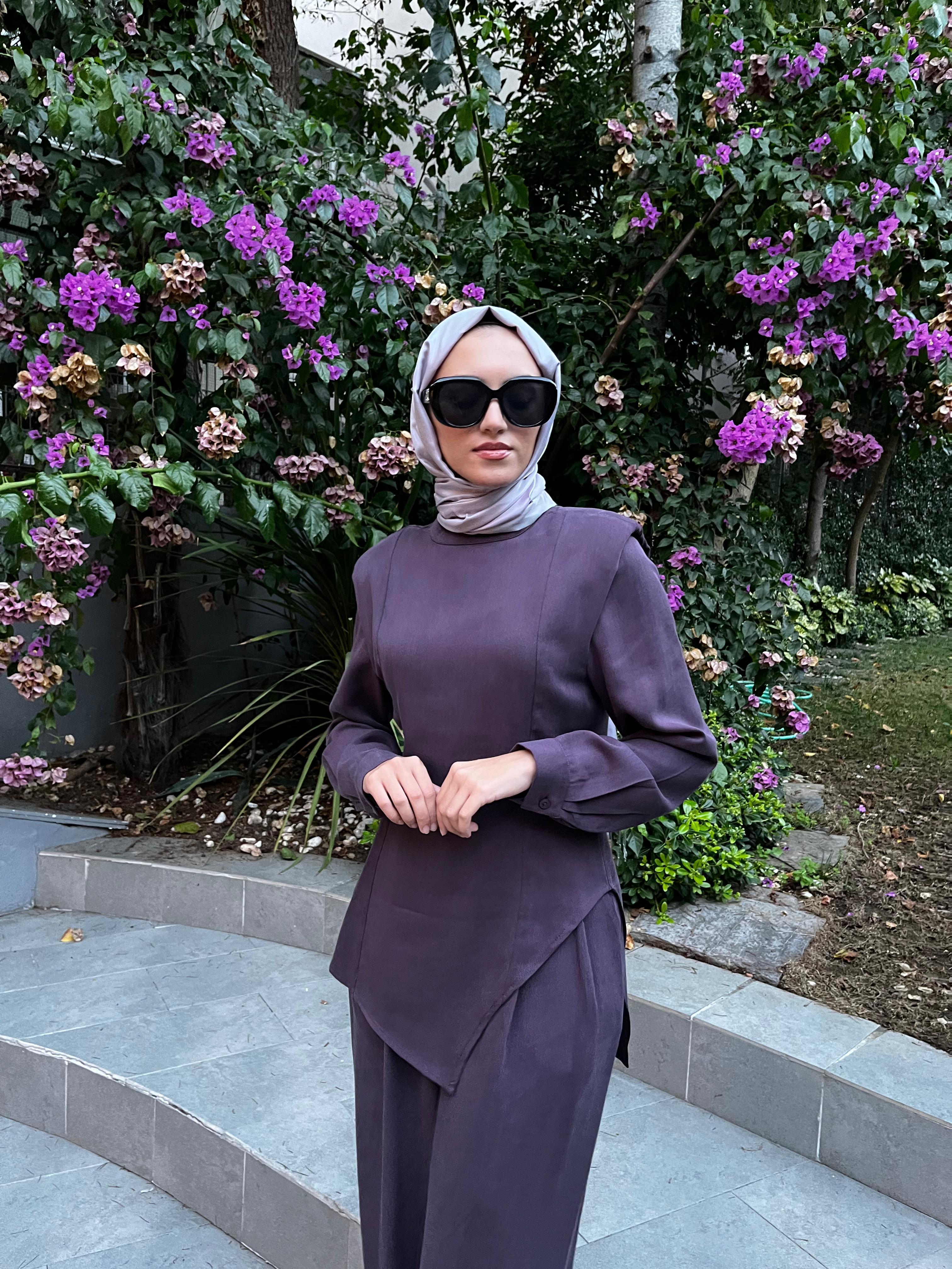 QOOQ Vatka Bluz Takım Mürdüm 25fw224