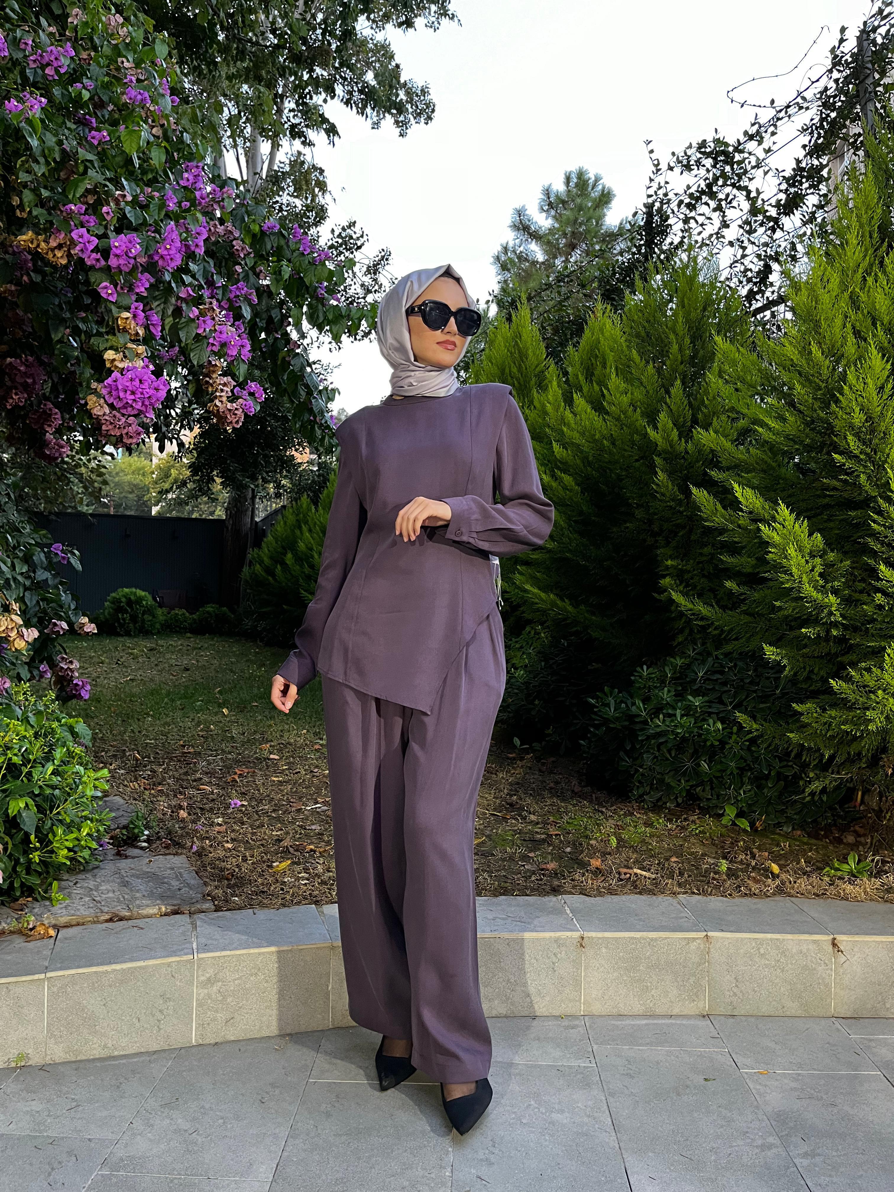 QOOQ Vatka Bluz Takım Mürdüm 25fw224