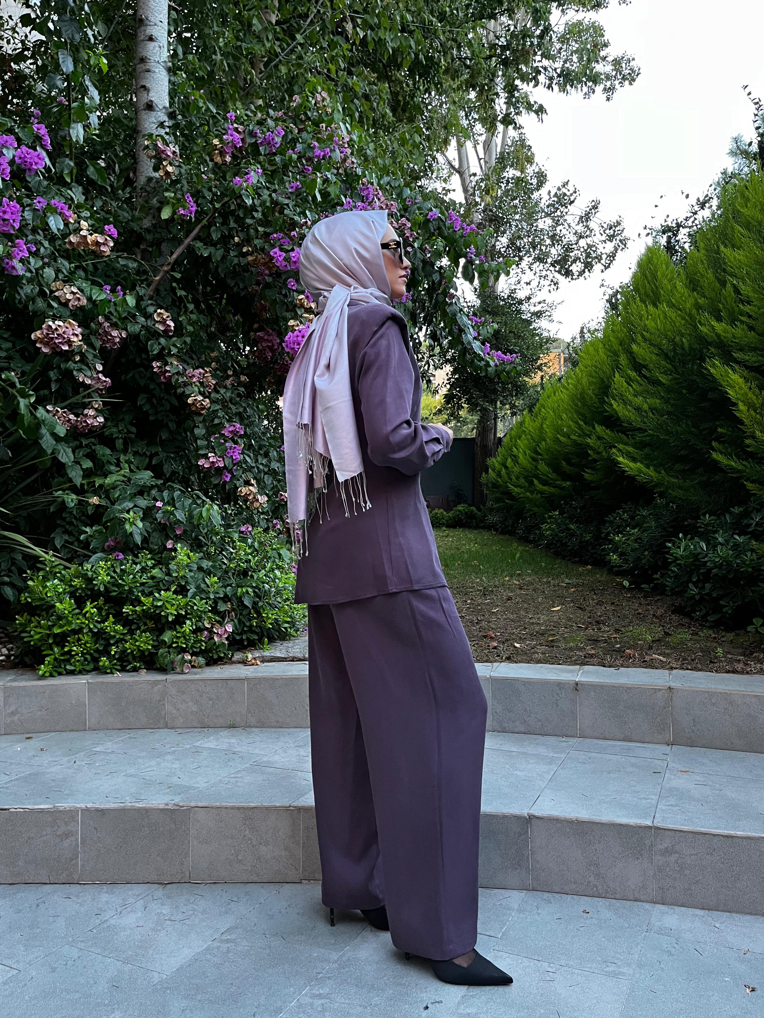 QOOQ Vatka Bluz Takım Mürdüm 25fw224