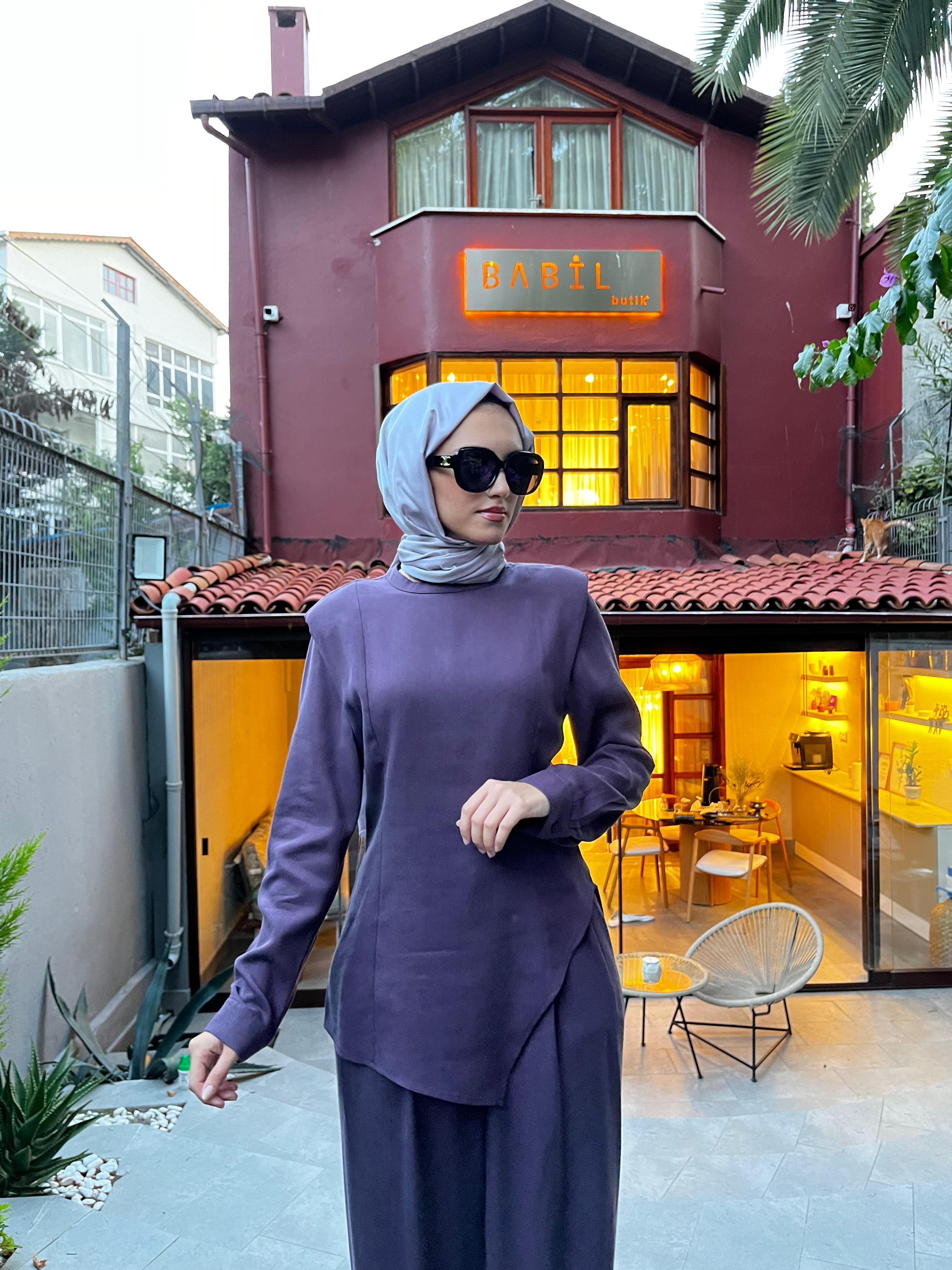 QOOQ Vatka Bluz Takım Mürdüm 25fw224