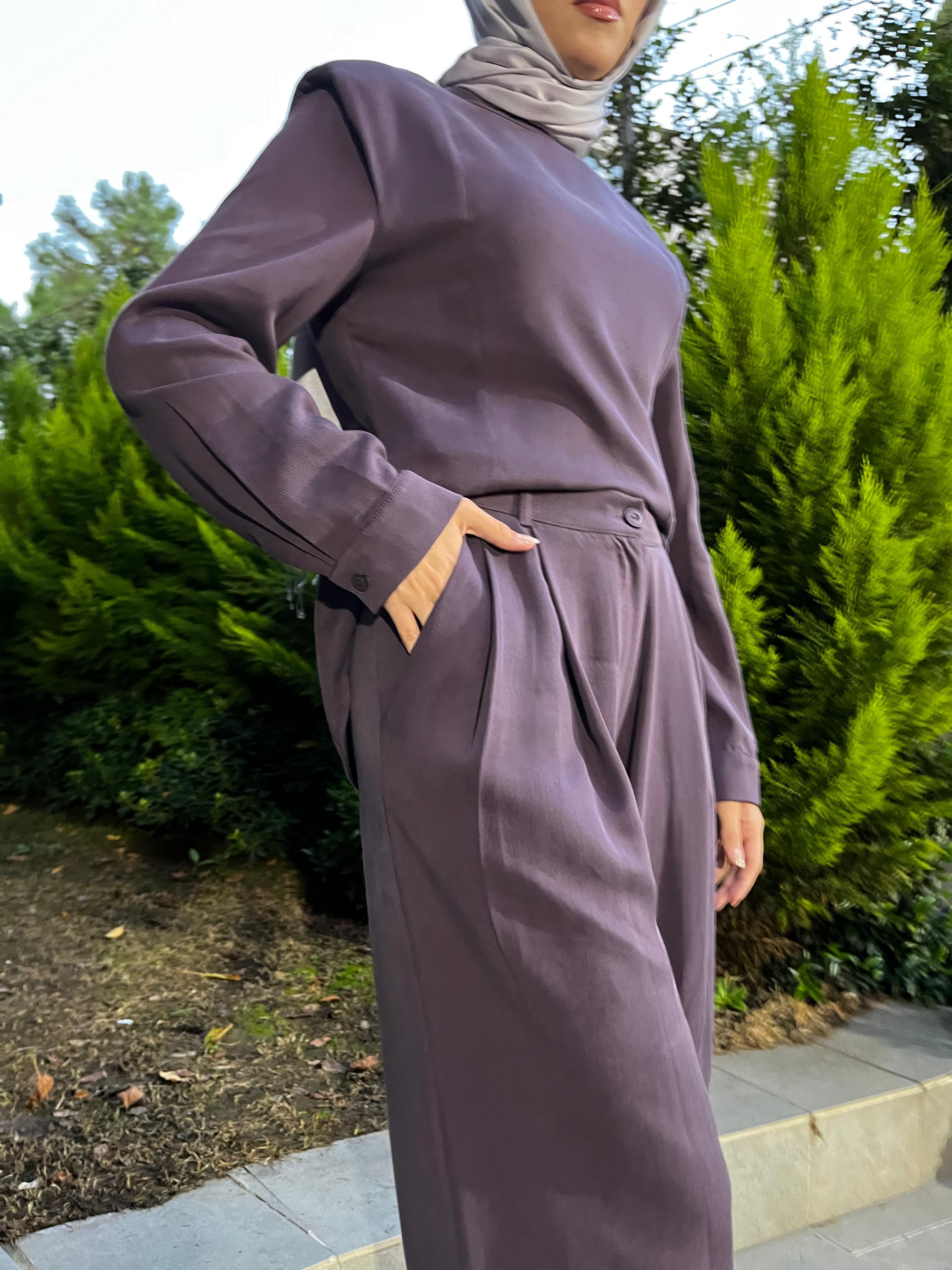 QOOQ Vatka Bluz Takım Mürdüm 25fw224