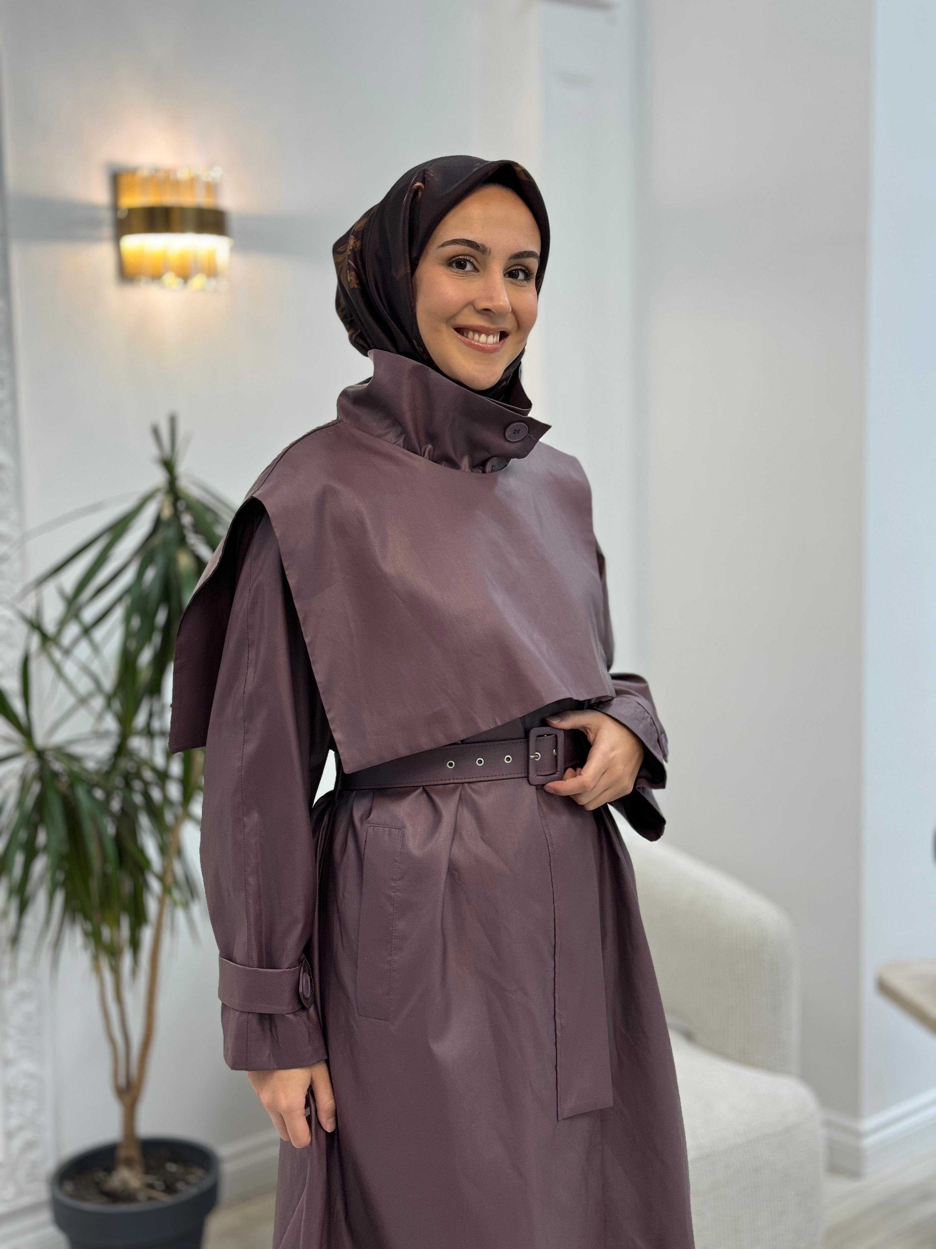 QOOQ Verena Trençkot Mürdüm 25fw604