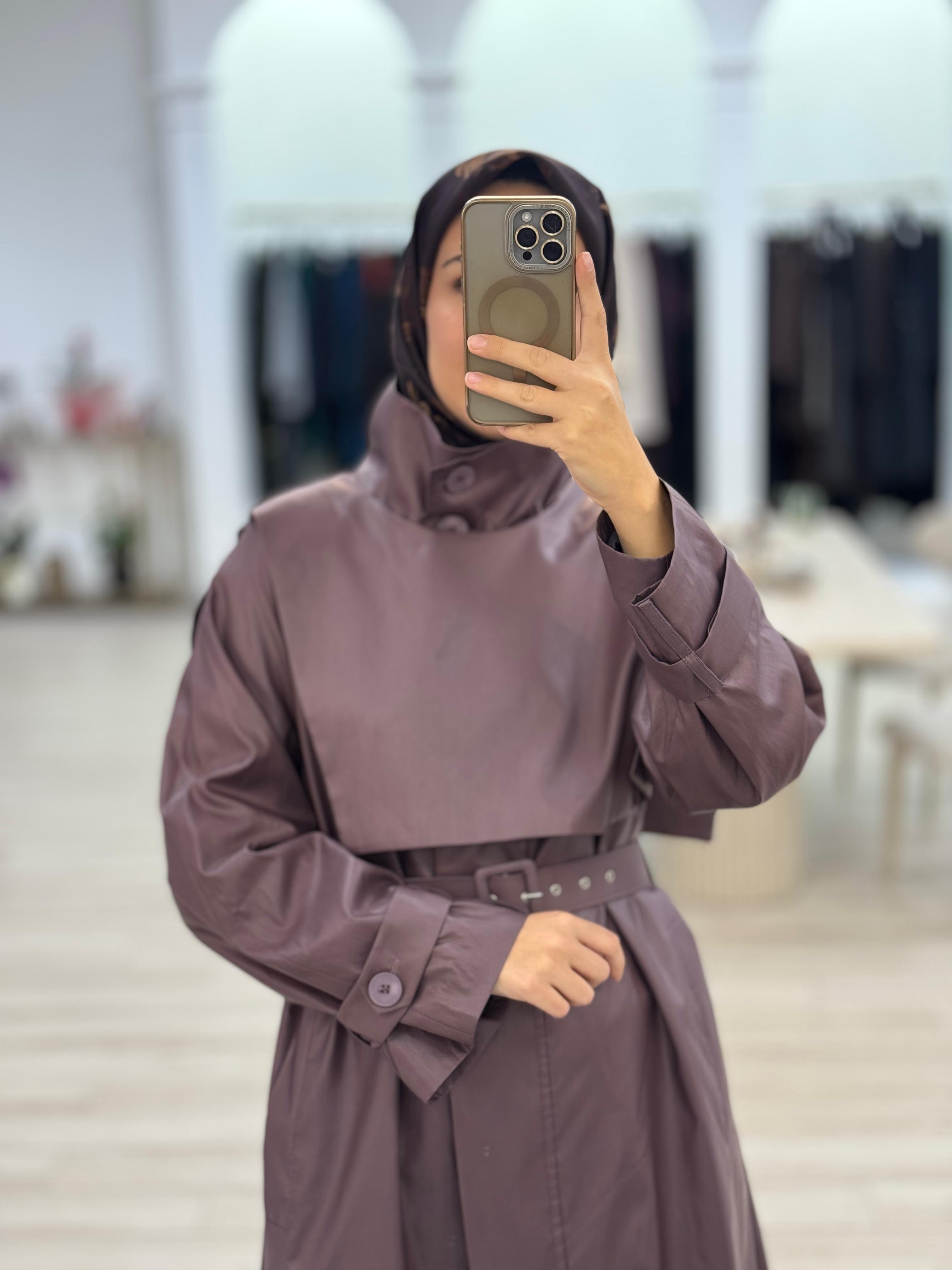 QOOQ Verena Trençkot Mürdüm 25fw604