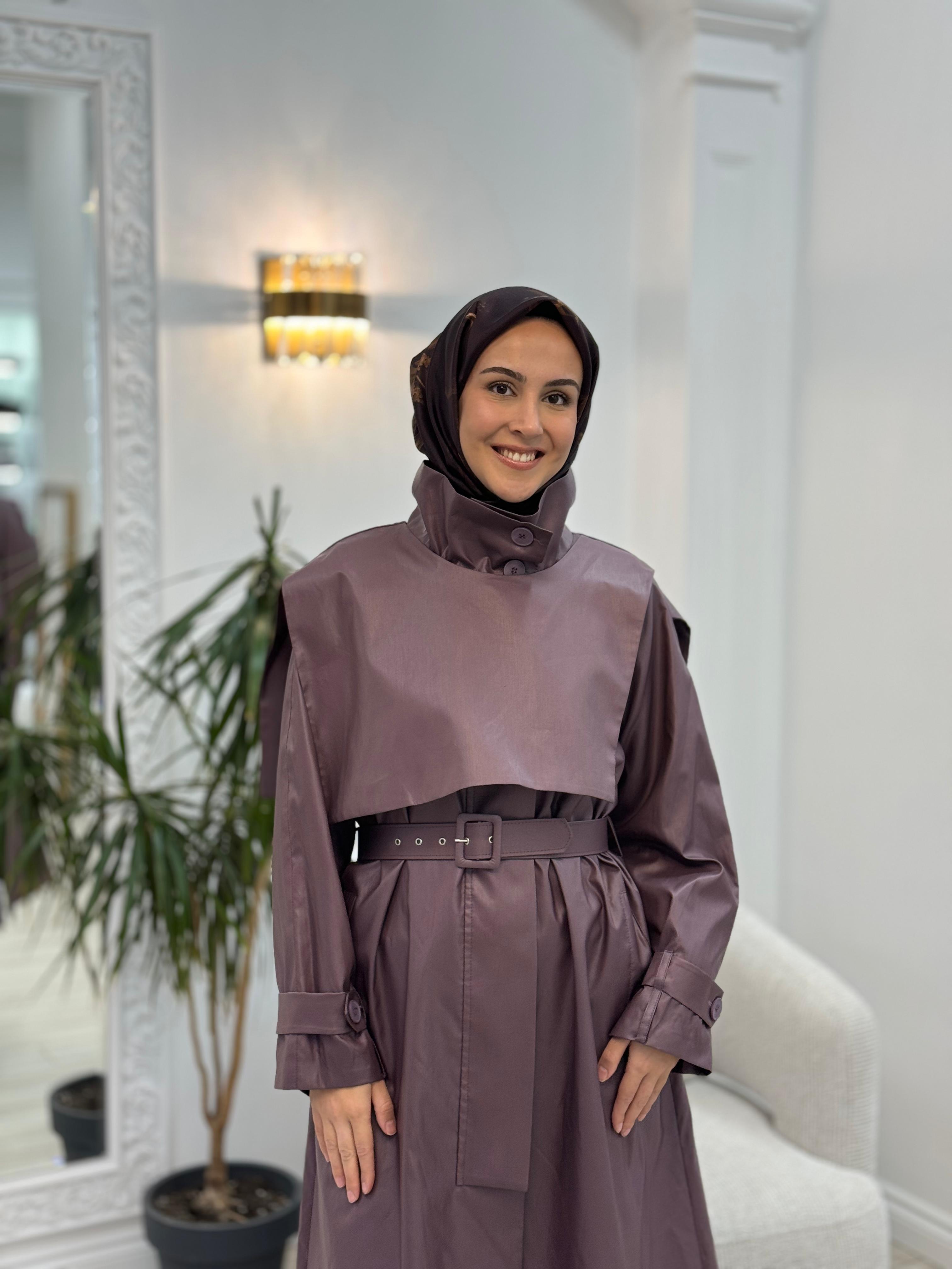 QOOQ Verena Trençkot Mürdüm 25fw604