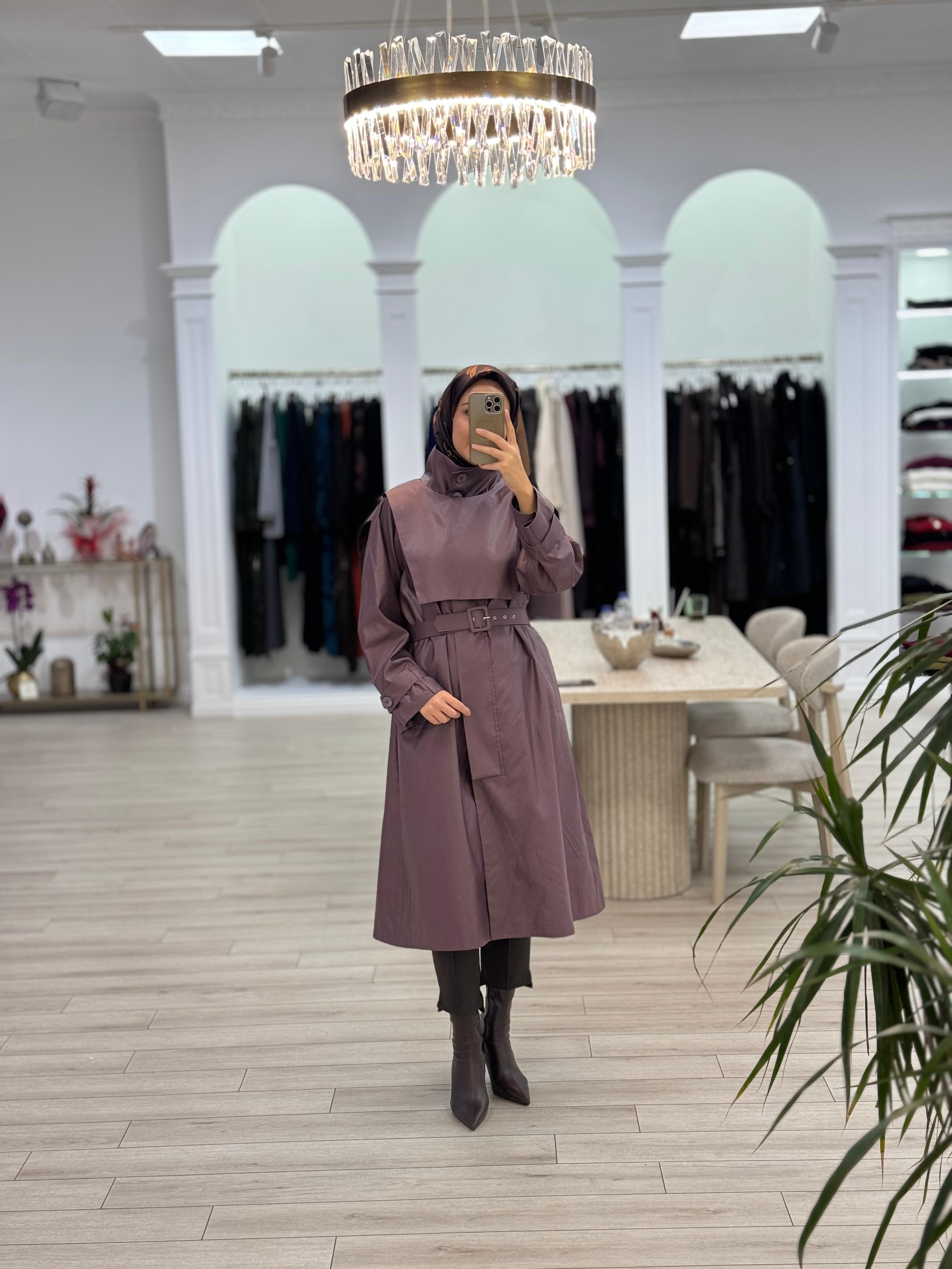 QOOQ Verena Trençkot Mürdüm 25fw604
