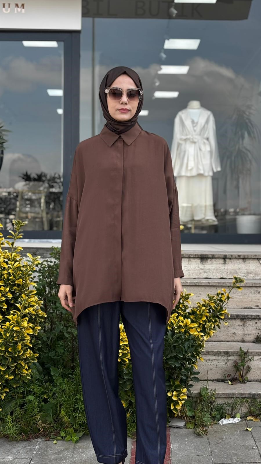 QOOQ Yarasa Kol Gömlek 26ss233