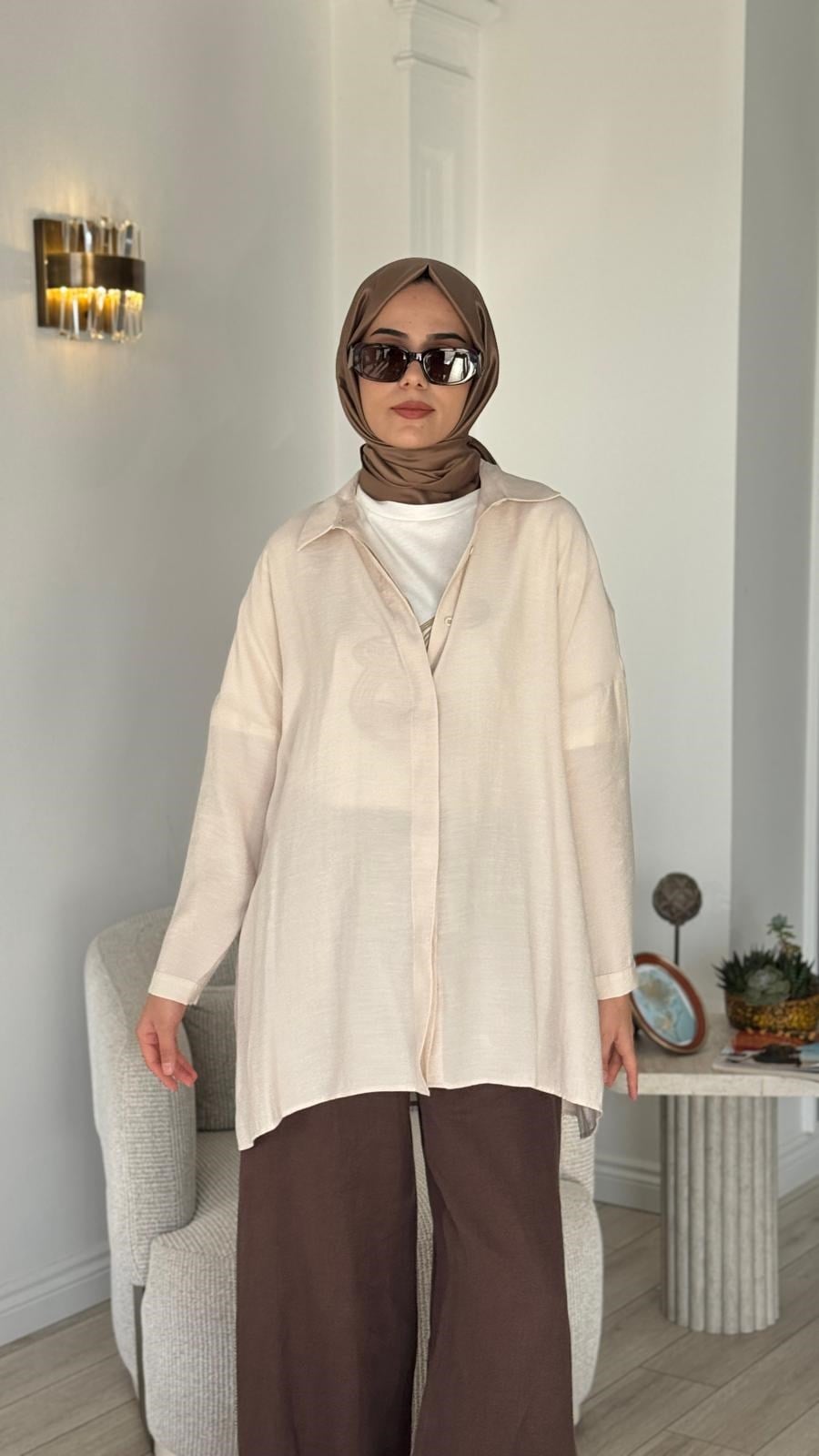 QOOQ Yarasa Kol Gömlek 26ss233