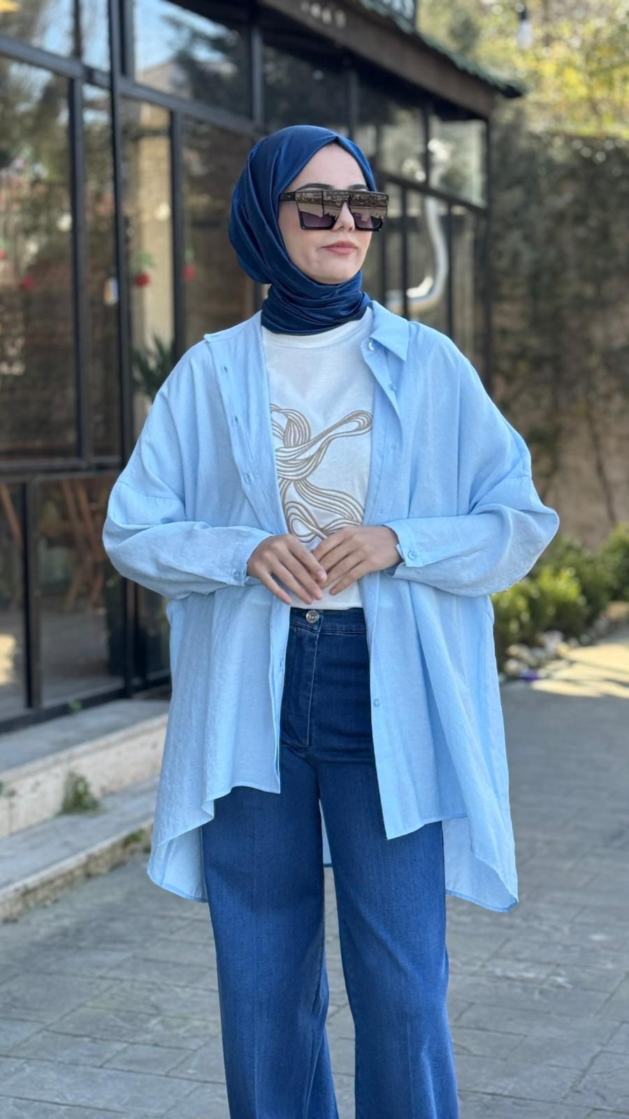 QOOQ Yarasa Kol Gömlek 26ss233
