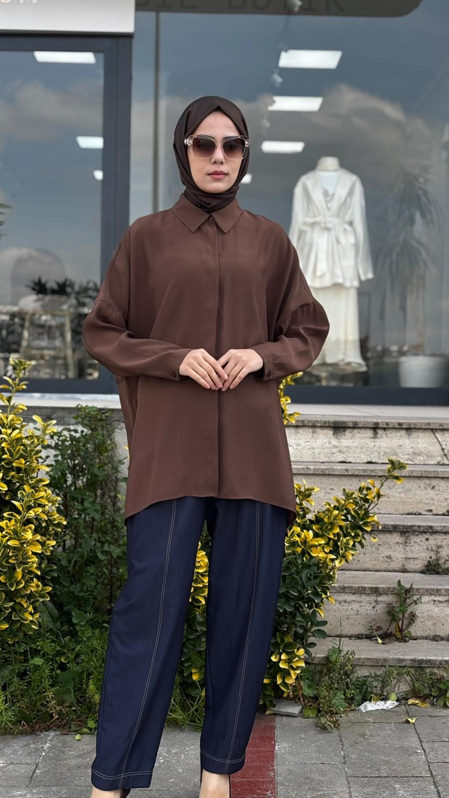 QOOQ Yarasa Kol Gömlek 26ss233