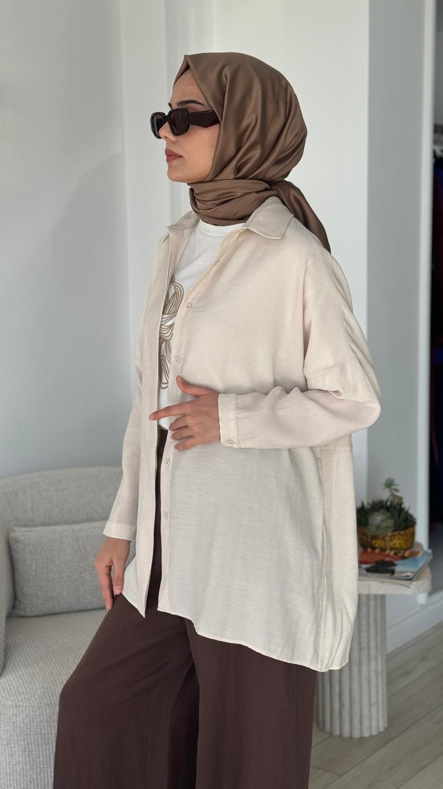QOOQ Yarasa Kol Gömlek 26ss233