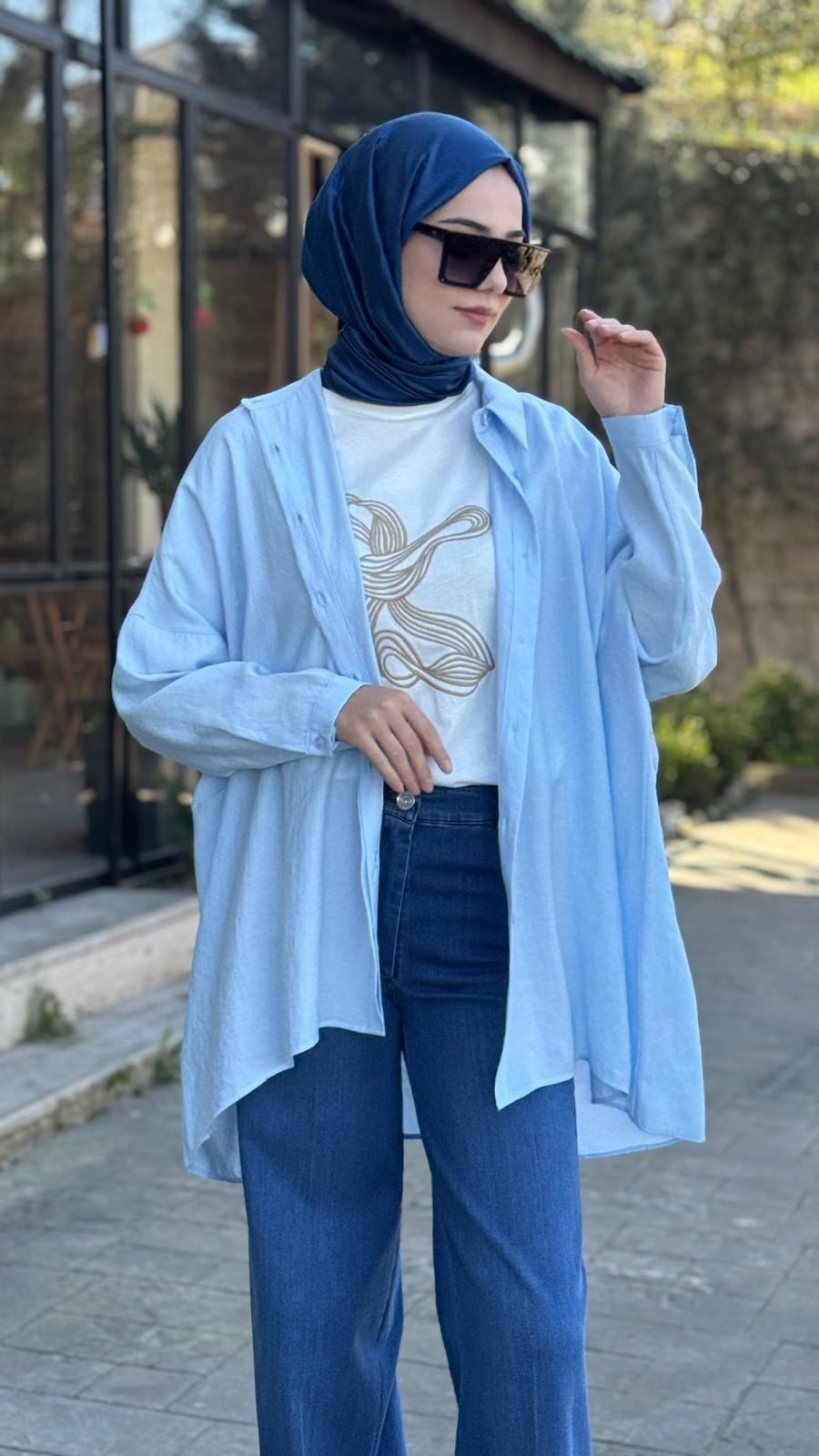 QOOQ Yarasa Kol Gömlek 26ss233