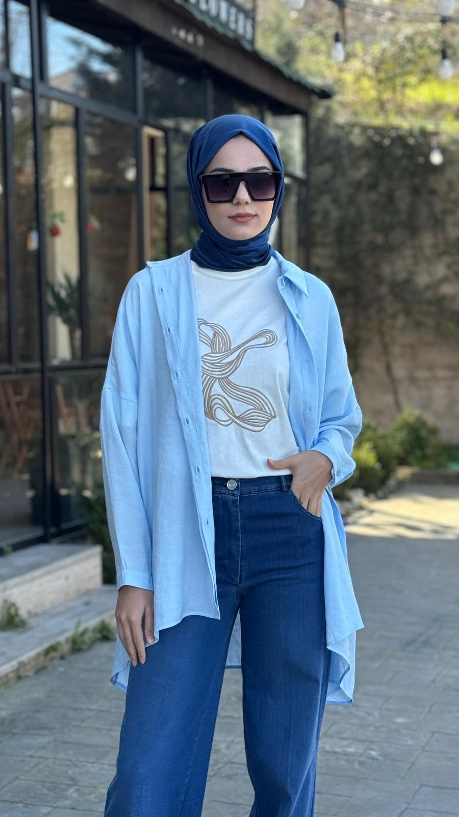 QOOQ Yarasa Kol Gömlek 26ss233