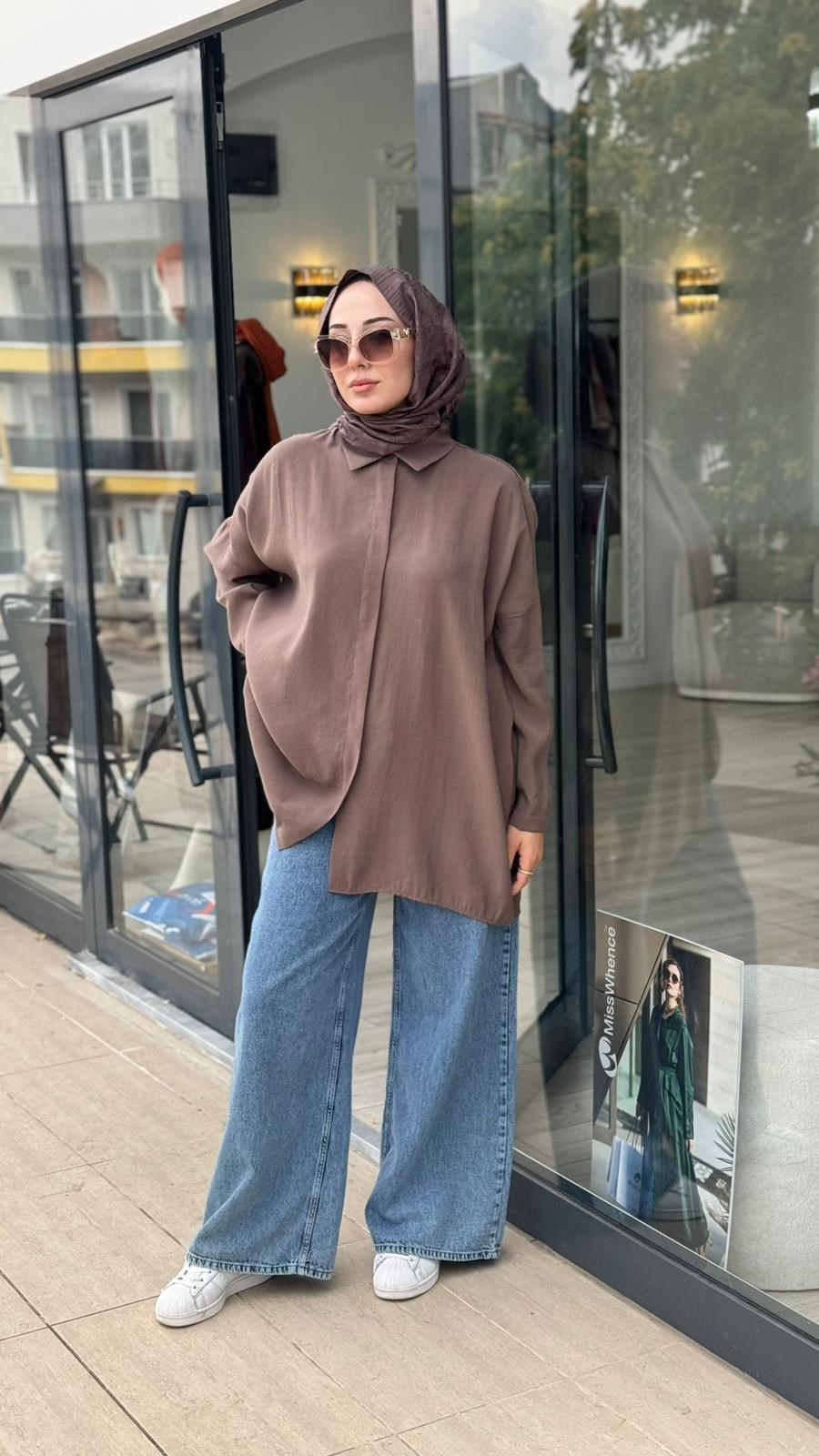 QOOQ Yarasa Kol Gömlek 26ss233