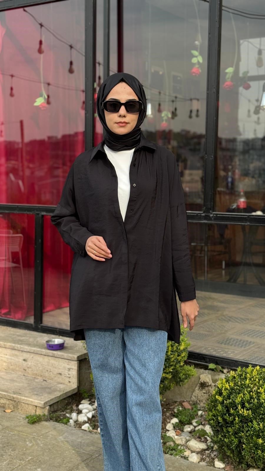 QOOQ Yarasa Kol Gömlek 26ss233