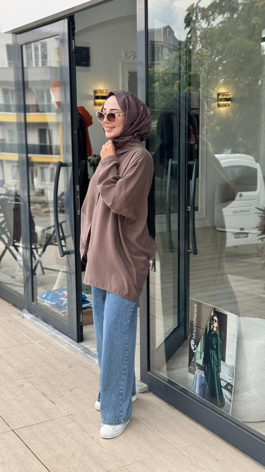 QOOQ Yarasa Kol Gömlek 26ss233