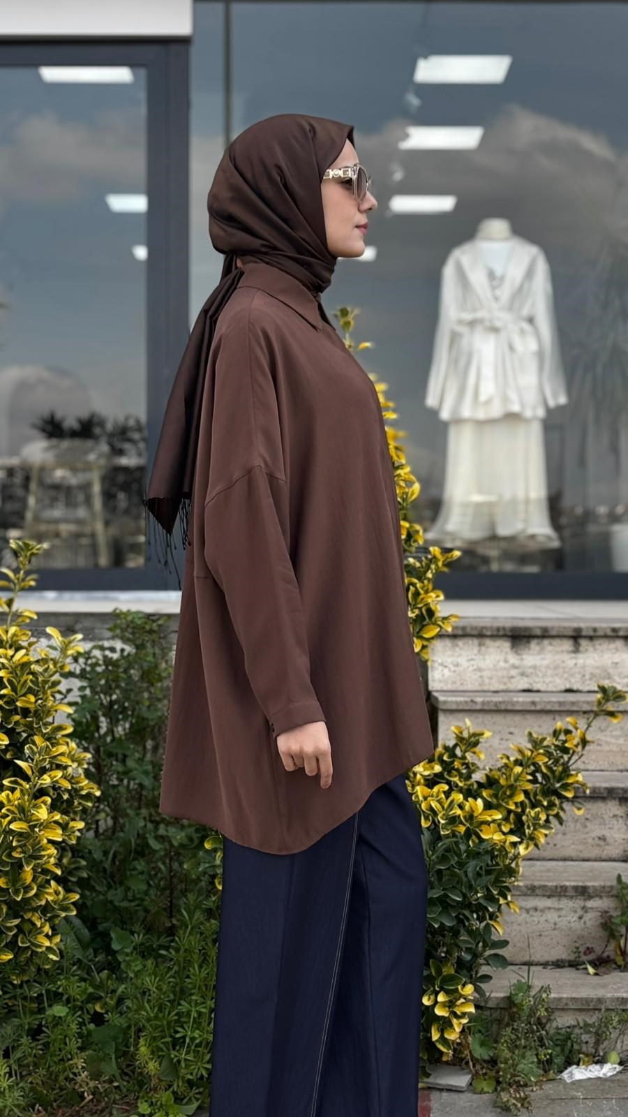 QOOQ Yarasa Kol Gömlek 26ss233