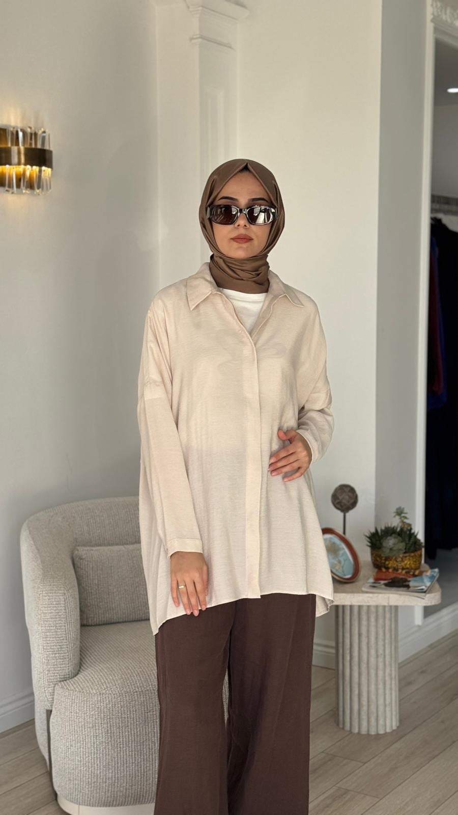 QOOQ Yarasa Kol Gömlek 26ss233