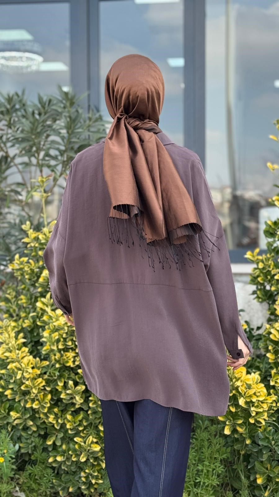 QOOQ Yarasa Kol Gömlek 26ss233
