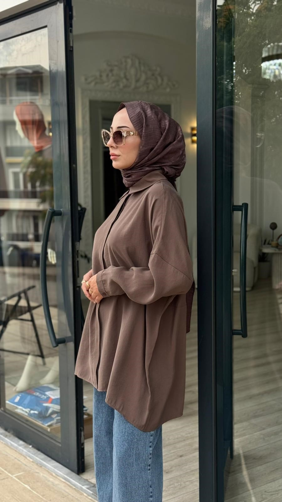 QOOQ Yarasa Kol Gömlek 26ss233