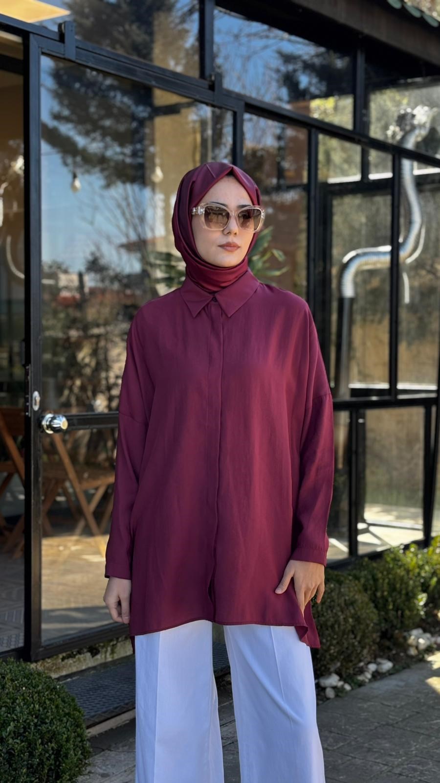QOOQ Yarasa Kol Gömlek 26ss233