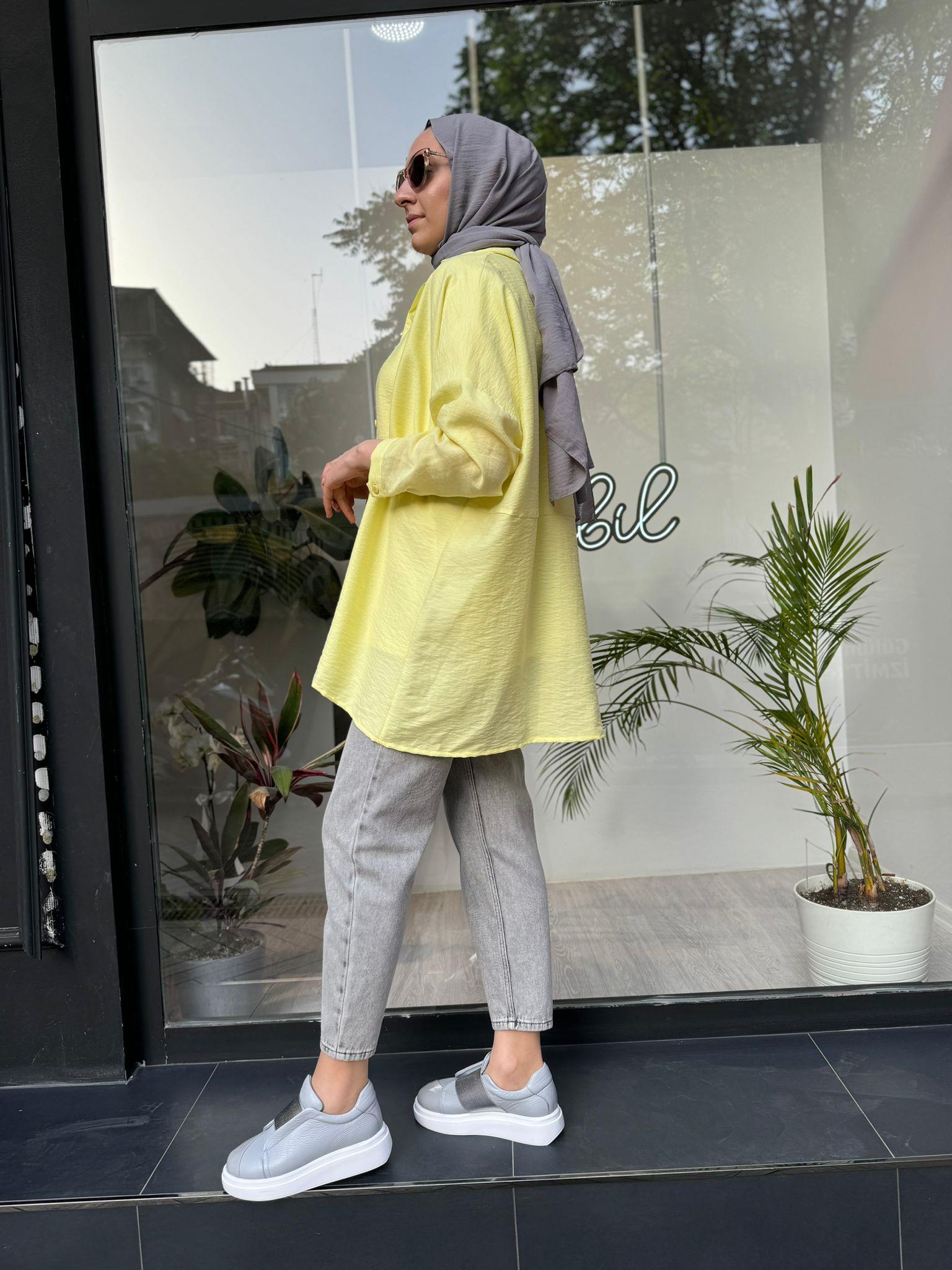 QOOQ Yarasa Kol Gömlek Limon 24ss270