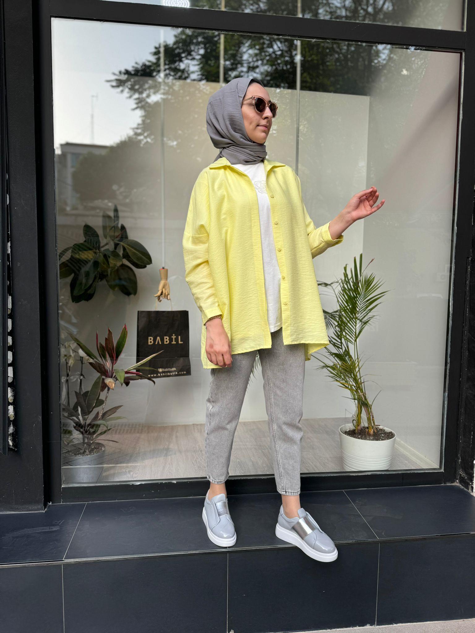 QOOQ Yarasa Kol Gömlek Limon 24ss270