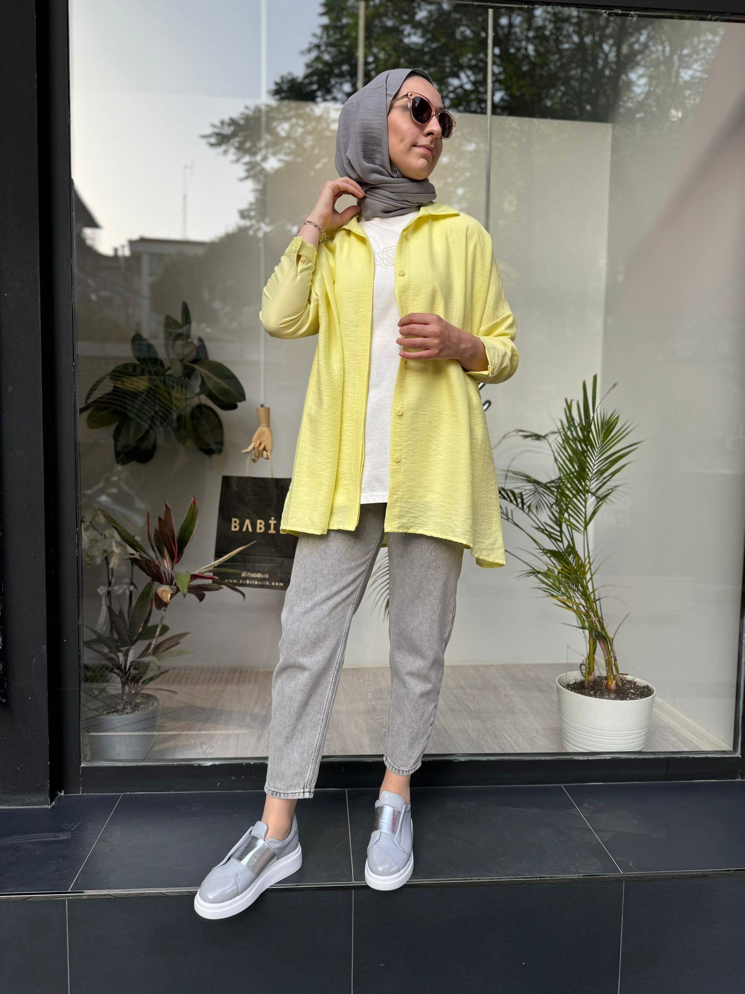 QOOQ Yarasa Kol Gömlek Limon 24ss270