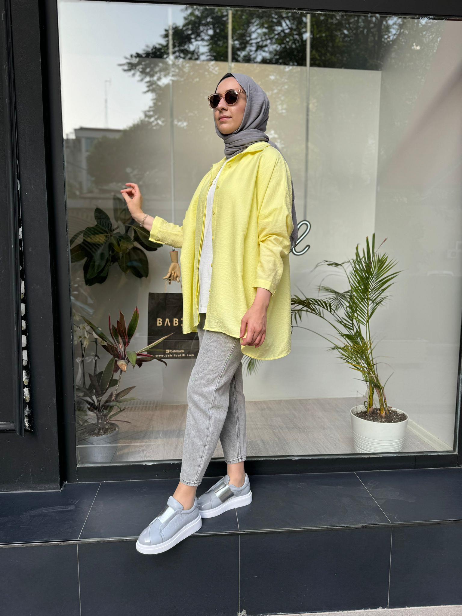 QOOQ Yarasa Kol Gömlek Limon 24ss270