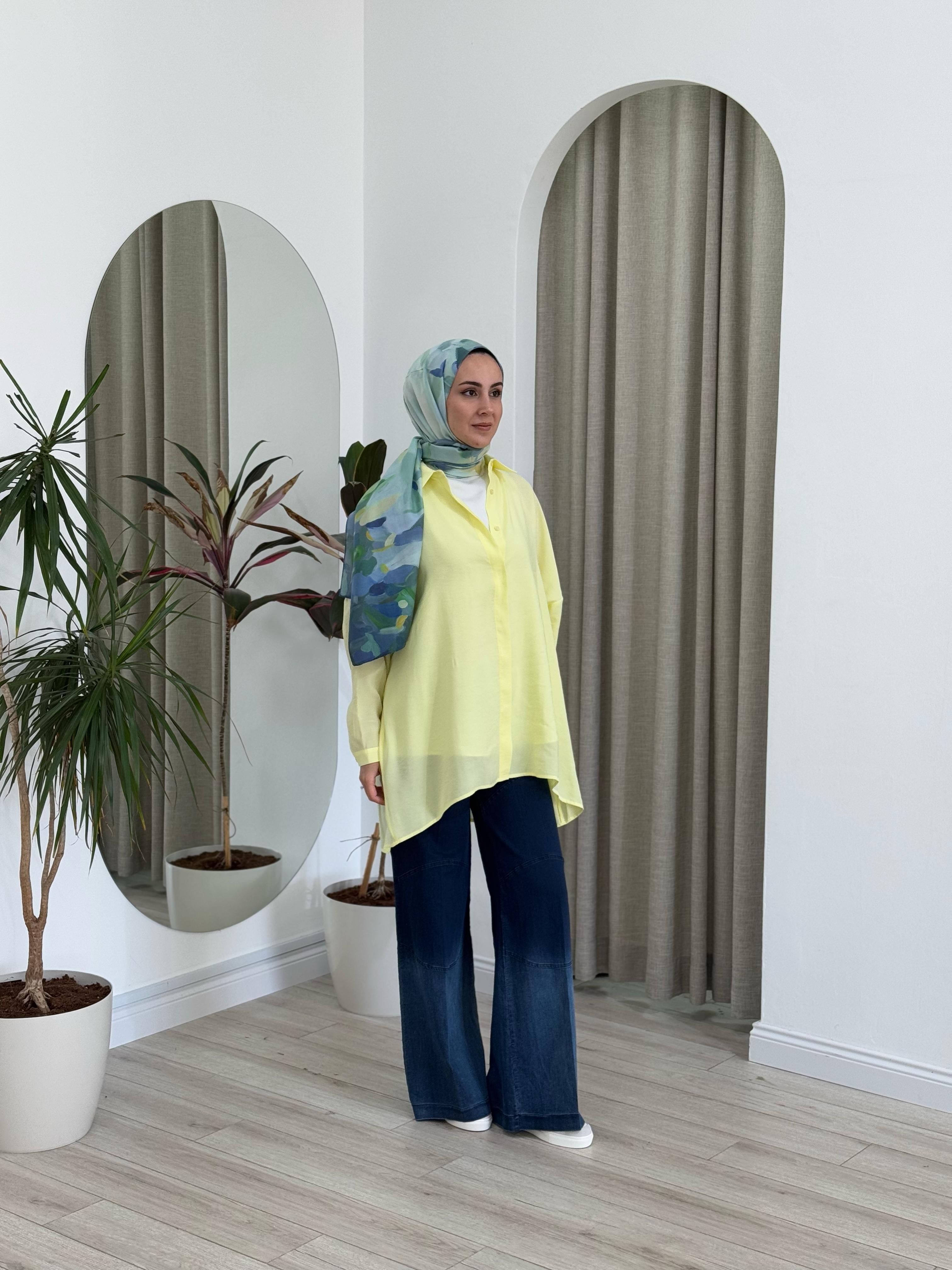 QOOQ Yarasa Kol Gömlek Limon 25ss231