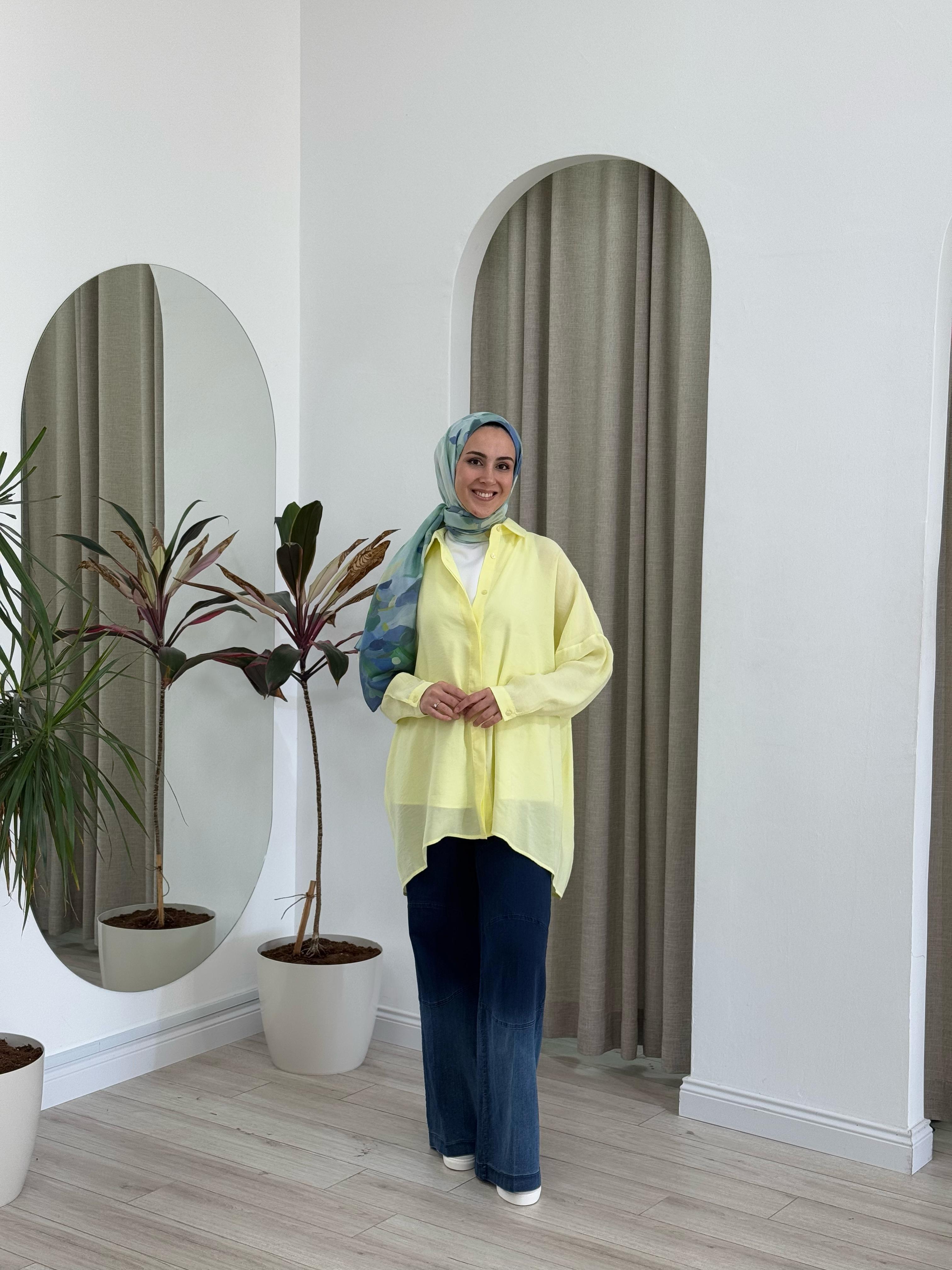 QOOQ Yarasa Kol Gömlek Limon 25ss231