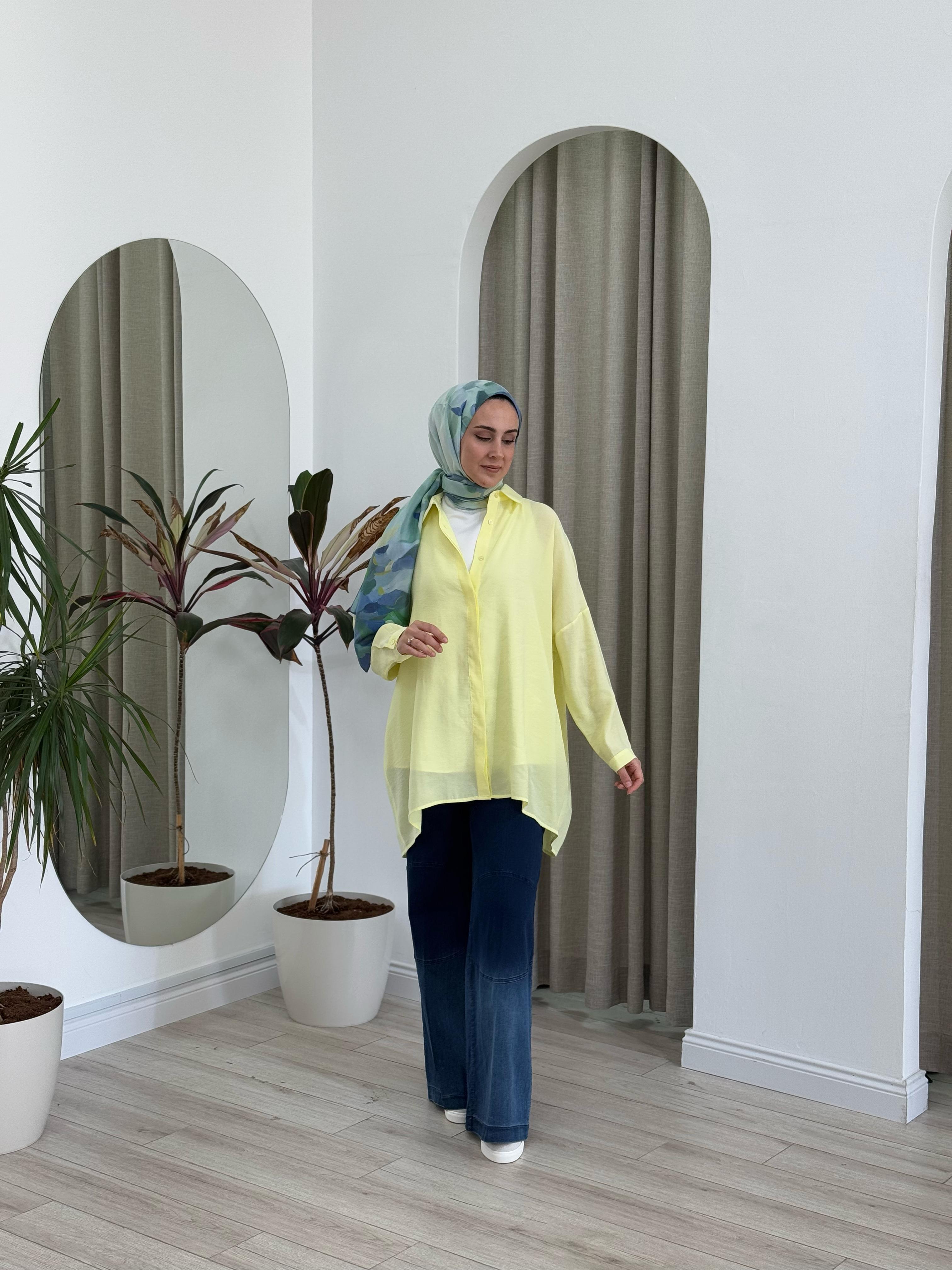 QOOQ Yarasa Kol Gömlek Limon 25ss231
