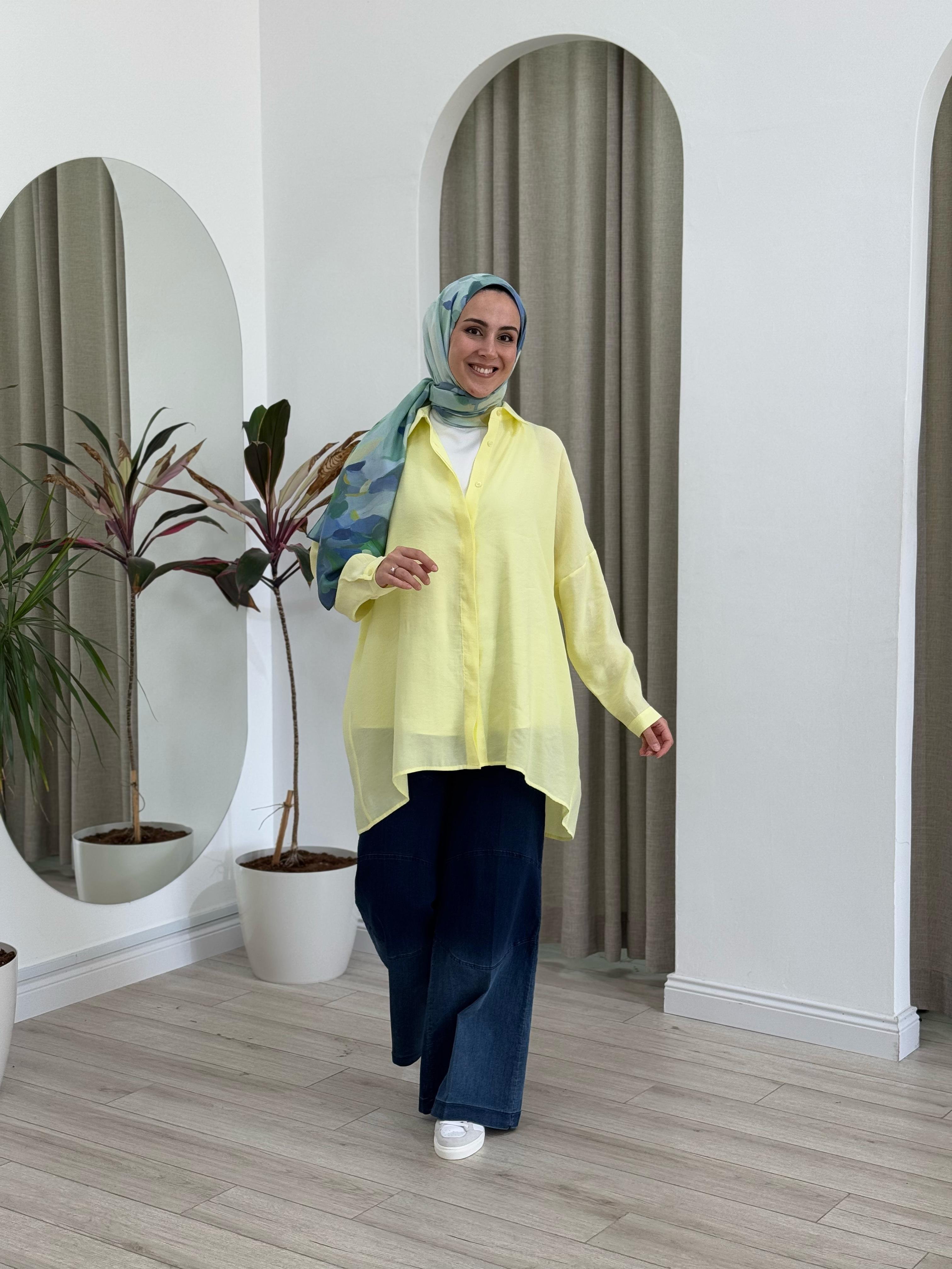 QOOQ Yarasa Kol Gömlek Limon 25ss231