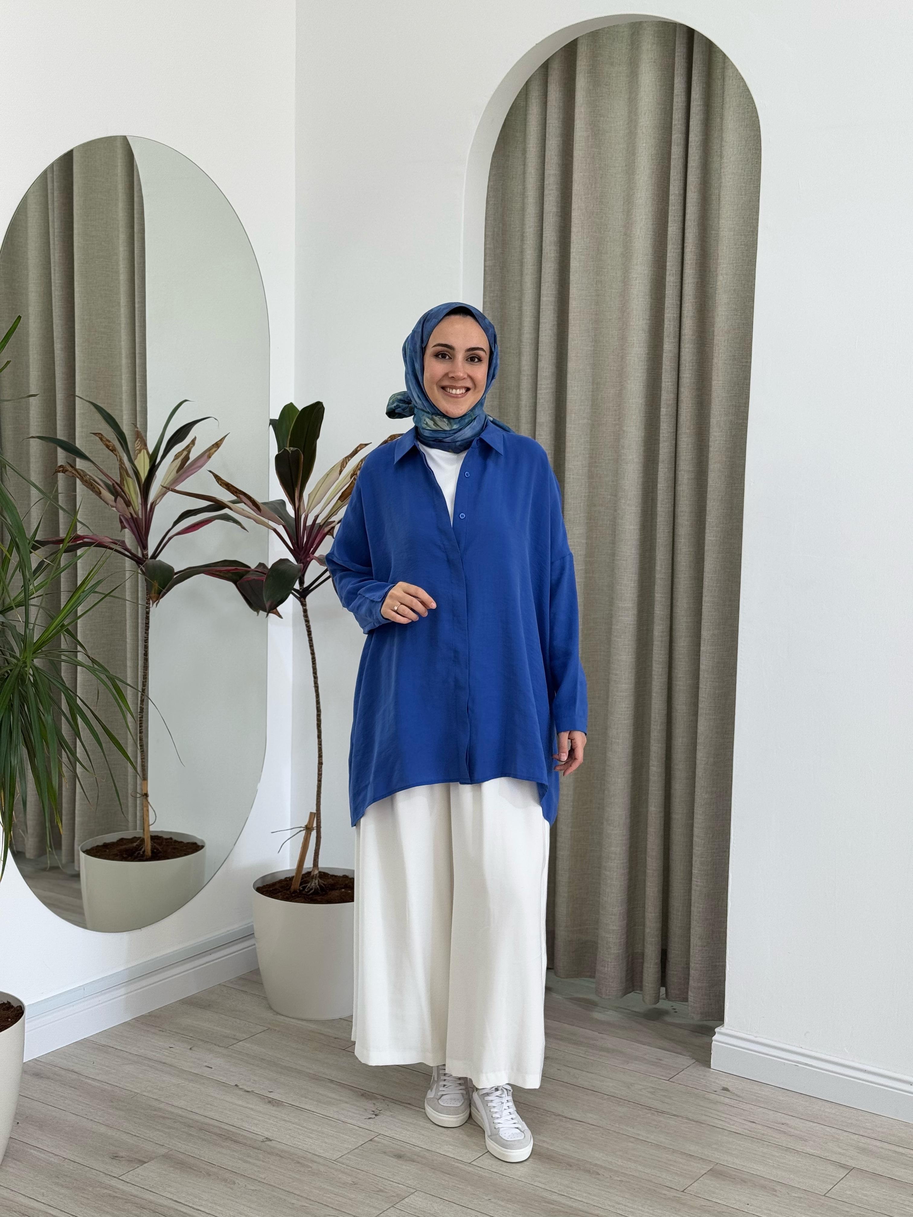 QOOQ Yarasa Kol Gömlek Saks 25ss231