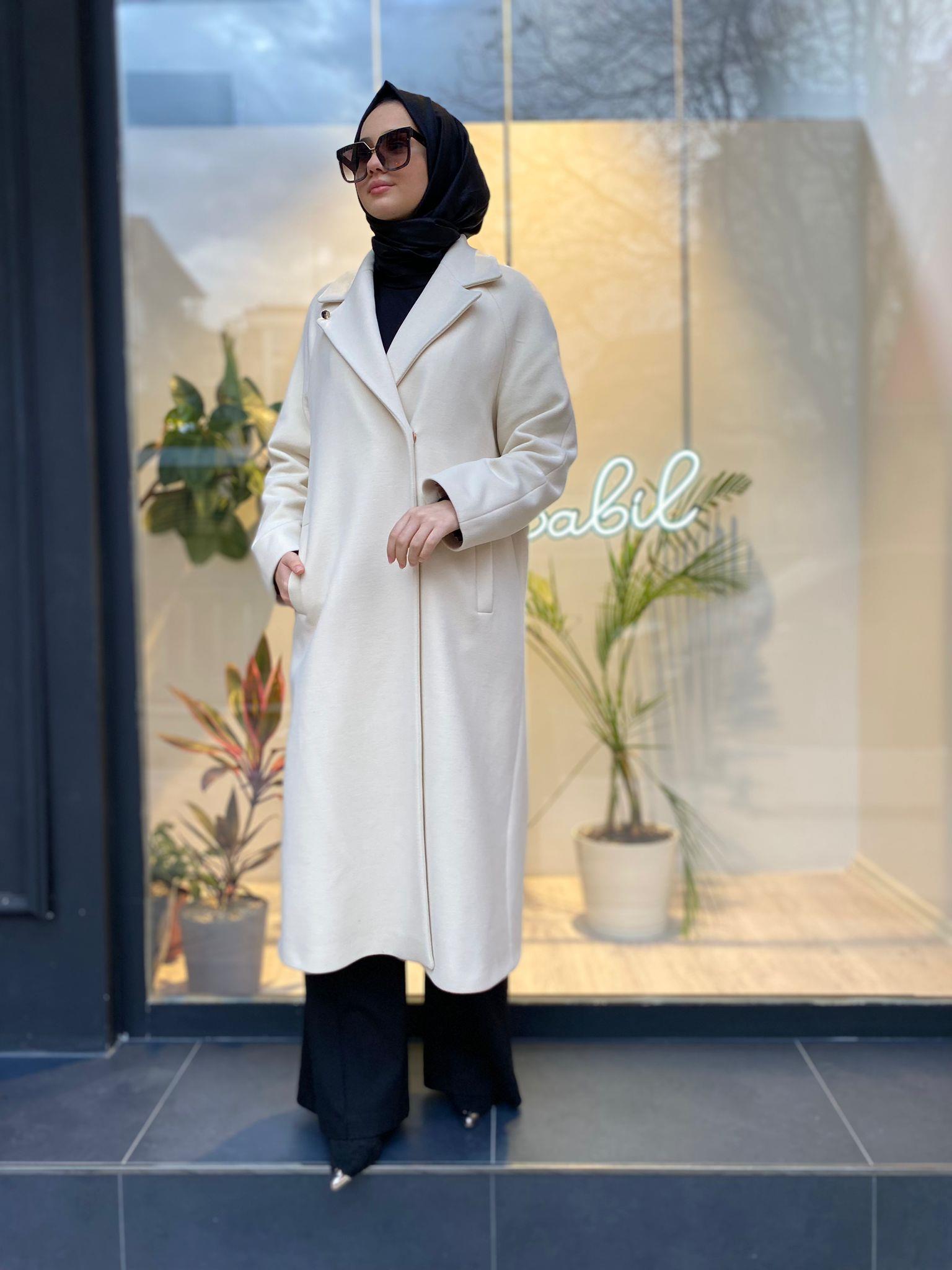 Senna Jasmine Kürklü Kaşe Kaban Ekru sd241041044004